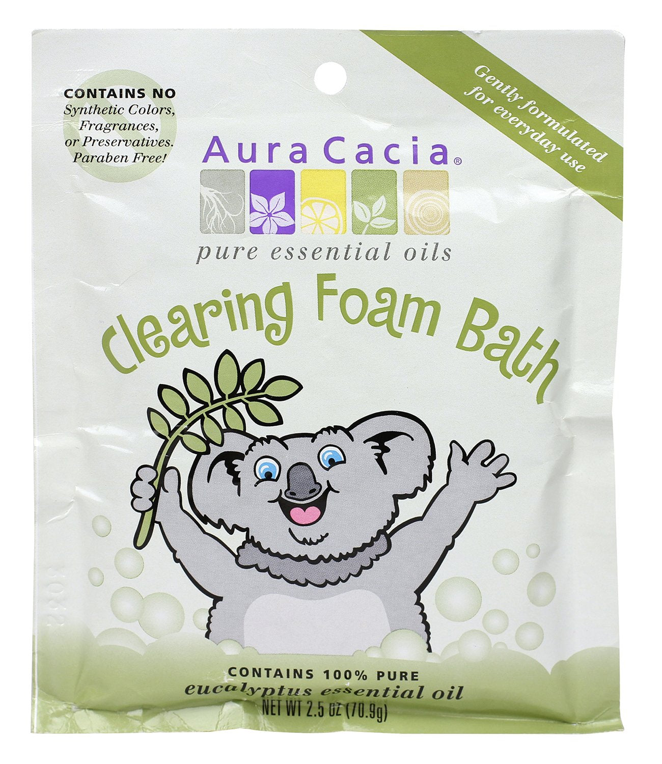 Aura Cacia Aromatherapy Foam Bath, Clearing With Eucalyptus, 2.5 Ounce Packet (Pack Of 6)