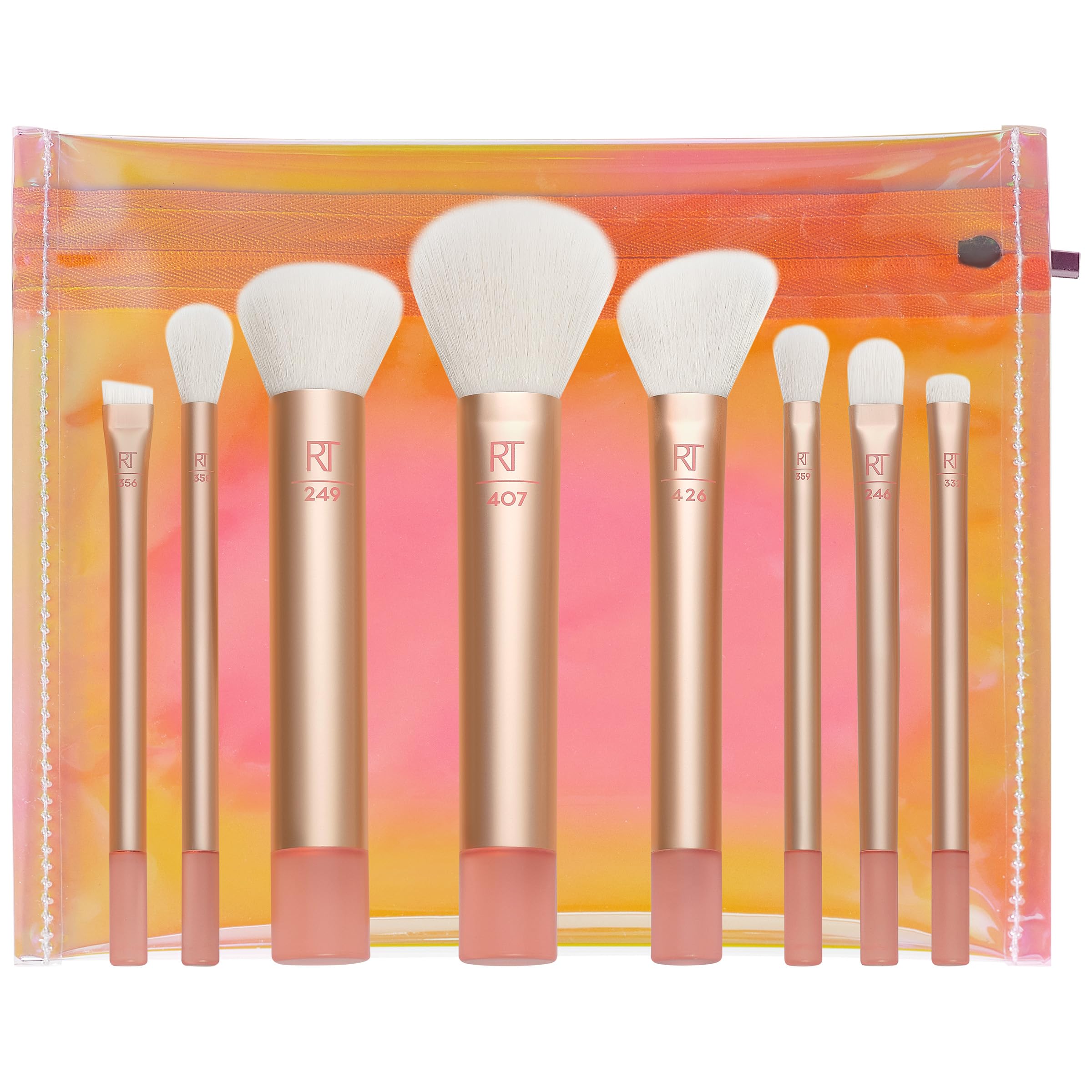 Real Techniques The Wanderer Makeup Brush Kit, For Liquid, Cream, & Powder Eyeshadow, Foundation, Concealer, Blush, & Contour, T