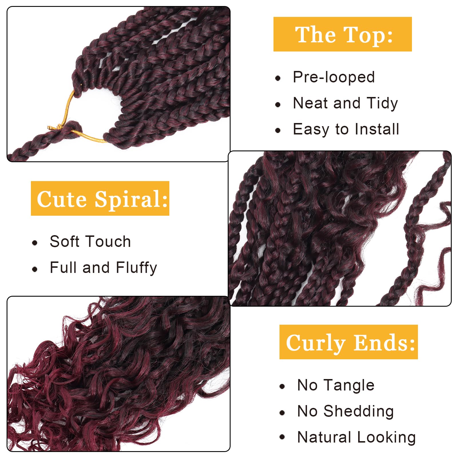 Goddess Box Braids Crochet Hair For Woman 12 Inch 7Packs Short Pre-Looped Crochet Box Braids Curly Ends Bohemian Hippie Braids B
