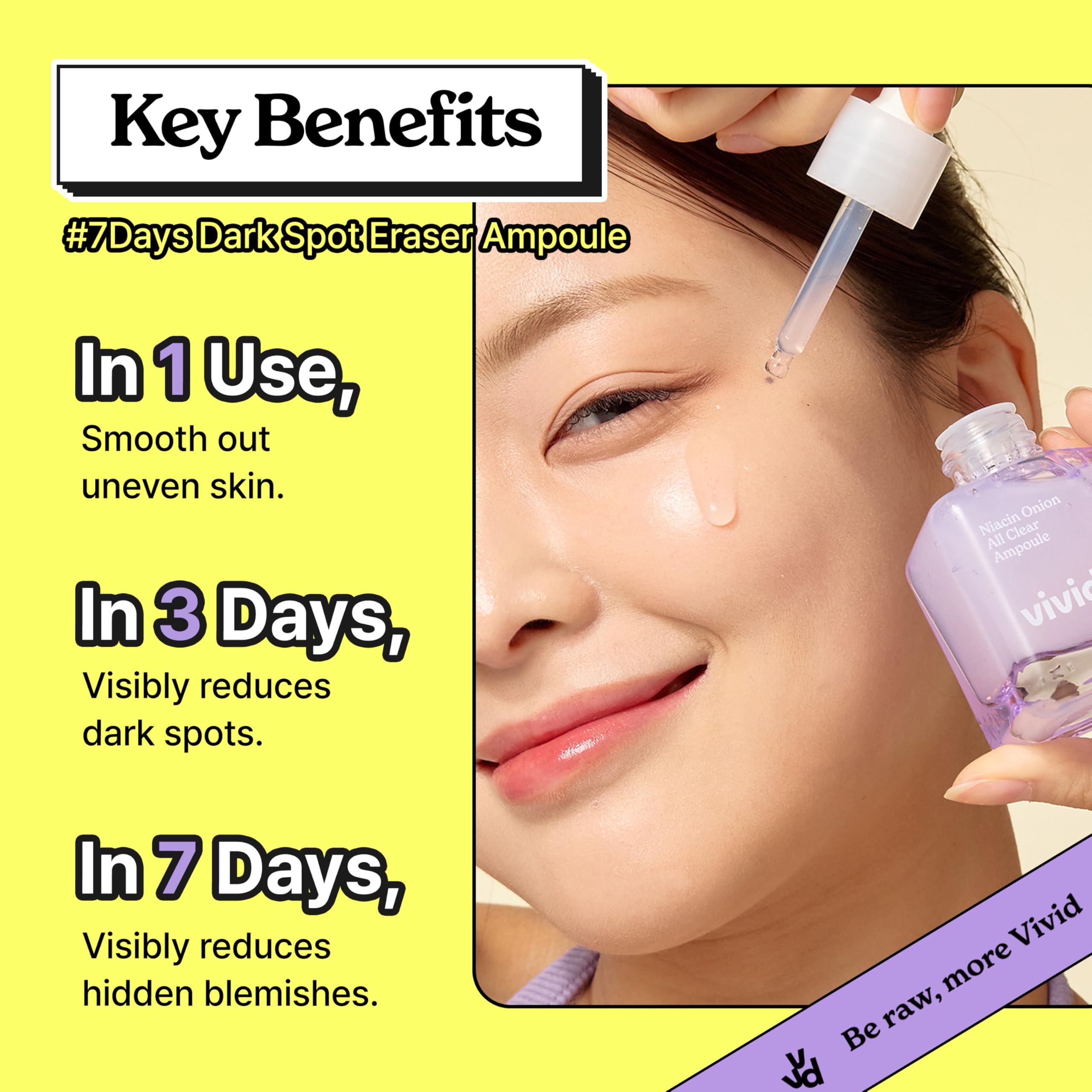 Vividraw Niacin Onion All Clear Ampoule | Acne Dark Spot Serum For Face | Red Onion, 5% Niacinamide, And Vitamin C | Glass Skin,