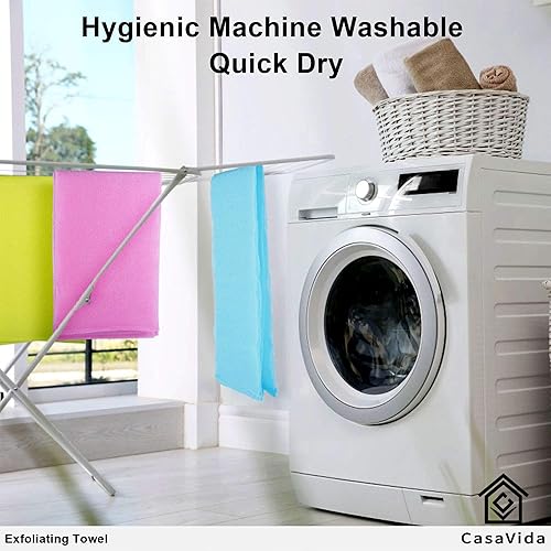 Exfoliating Washcloth Japanese Beauty Washcloth - African Net Sponge Nylon Bath Korean Loofah Towel Puff Large Wash Cloth Body S