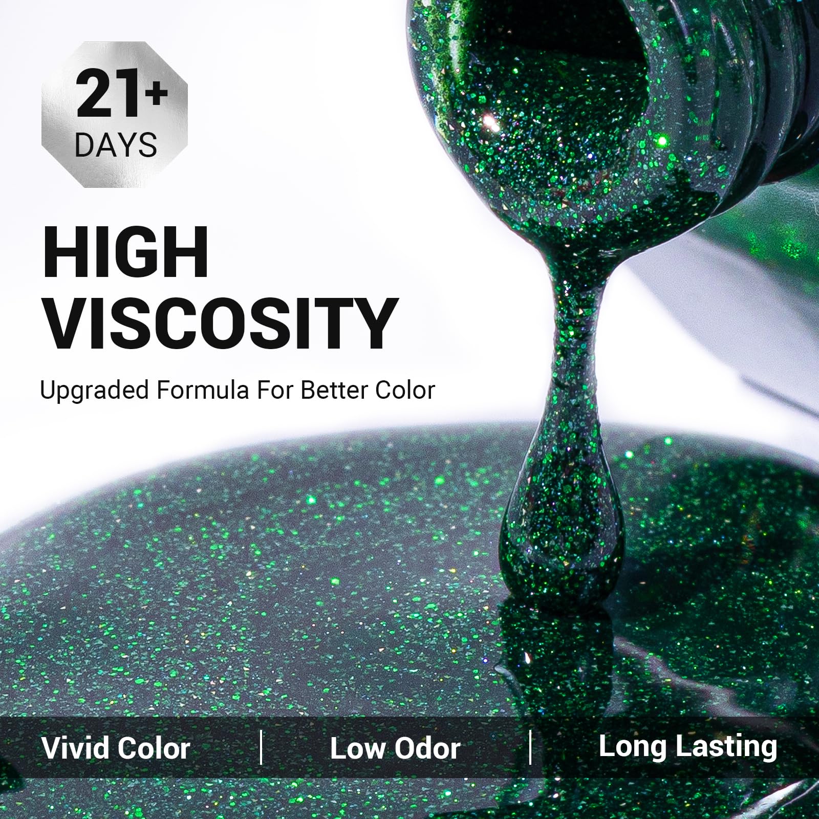 Melodysusie Thick Gel Nail Polish,15Ml Green Glitter Color Soak Off Uv Led Sparkle Gel Polish Gift For Women Nail Art Manicure S