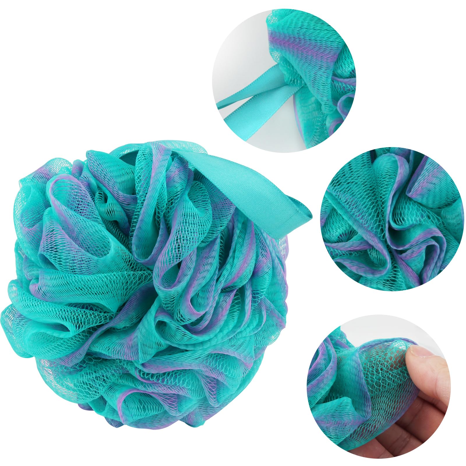 Fu Store Bath Sponges Shower Loofahs 60G Mesh Balls Sponge For Body Wash Bathroom Men Women - 4 Pack Scrubber Cleaning Loofah (6