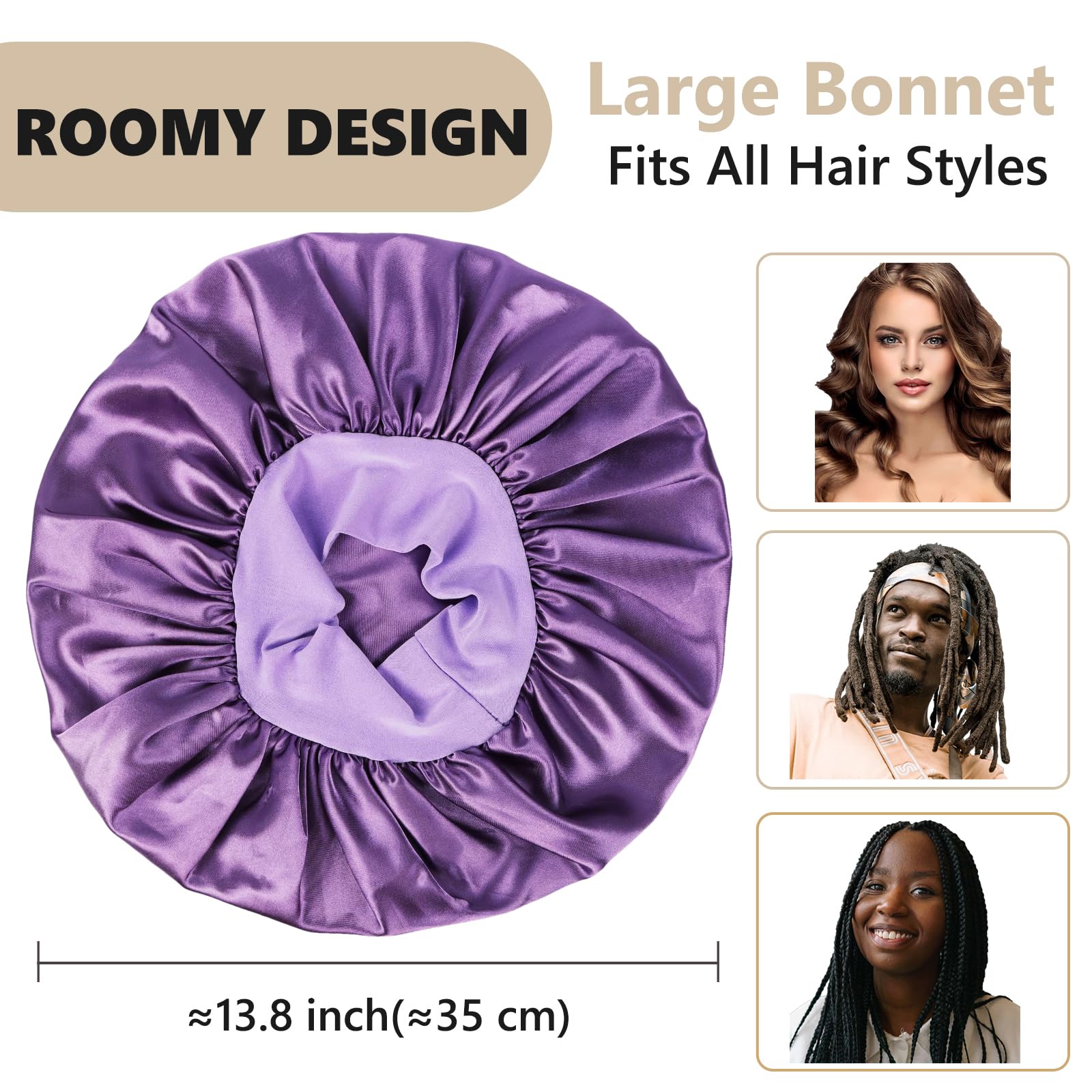 Lbylus 2 Pcs Silk Bonnet For Sleeping Women Bonnet For Men Satin Hair Bonnet For Sleeping Double Layer Sleep Cap Bonnet For Brai