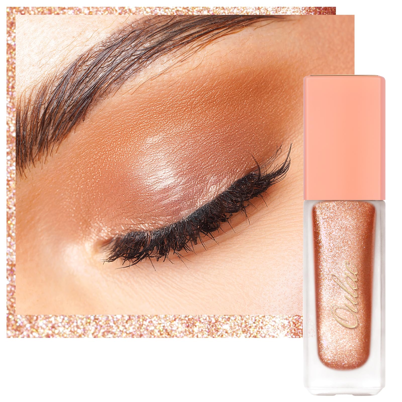Oulac Liquid Glitter Eyeshadow Liquid Eyeshadow Metallic Eyeshadow| Gold Liquid Eyeliner Glitter Eye Makeup| Pigmented Lightweig