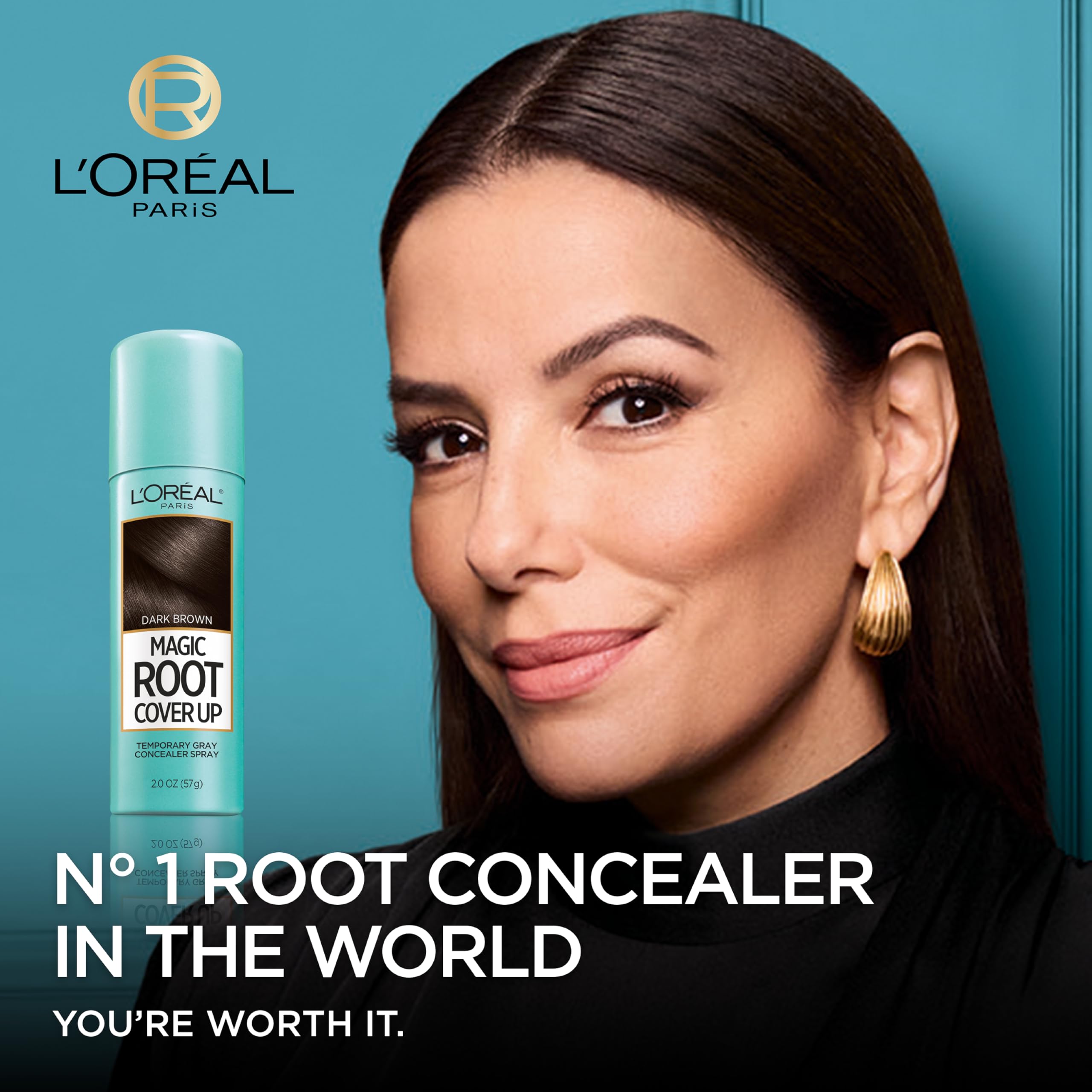 L'Oreal Paris Root Cover Up Temporary Gray Concealer Spray, Hair Color Spray with Filling & Thickening Coverage, Black, Pack of