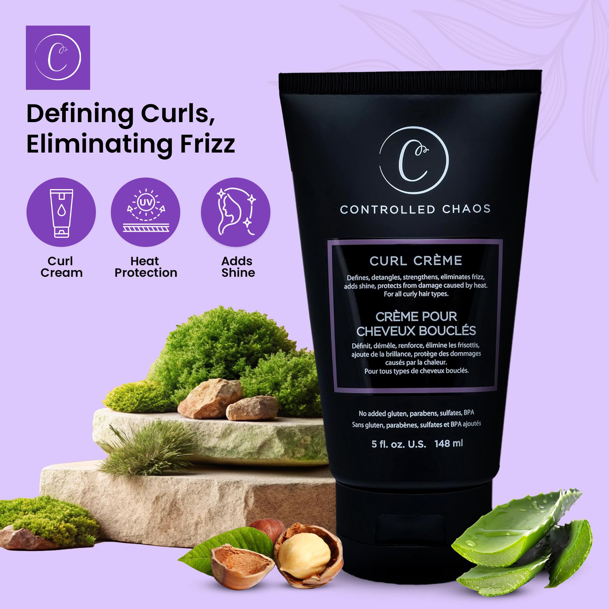 Controlled Chaos Curl Cream for Curly Hair Defining Cream with Shea Butter for Long Lasting Frizz Free Curls - Sulfate & Paraben