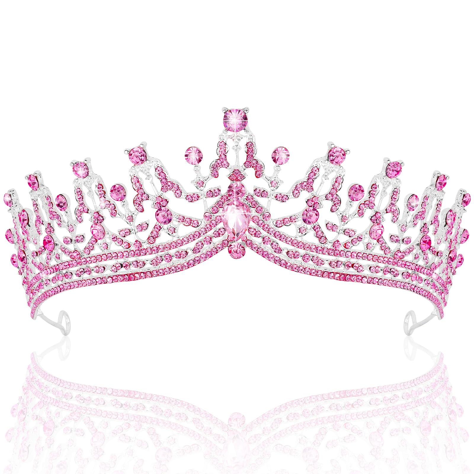 TOBATOBA Tiara Crown Pink Tiaras for Women Princess Tiara Wedding Crown for Bride Queen Crown Pageant Crown Birthday Crown Birth