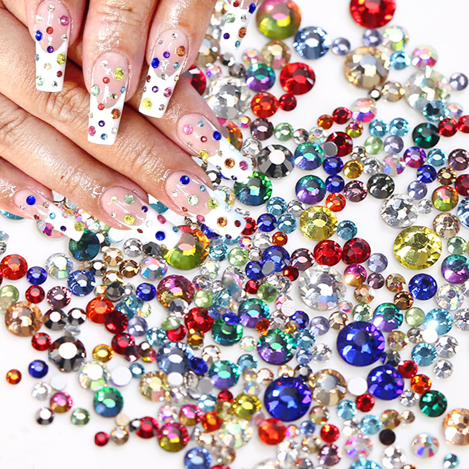 1440Pcs Colorful Rhinestones Nail Charms for Nail Art Charms 3D Flatback Nail Gems Sparkling Diamonds Nail Jewels Kawaii Nail Su