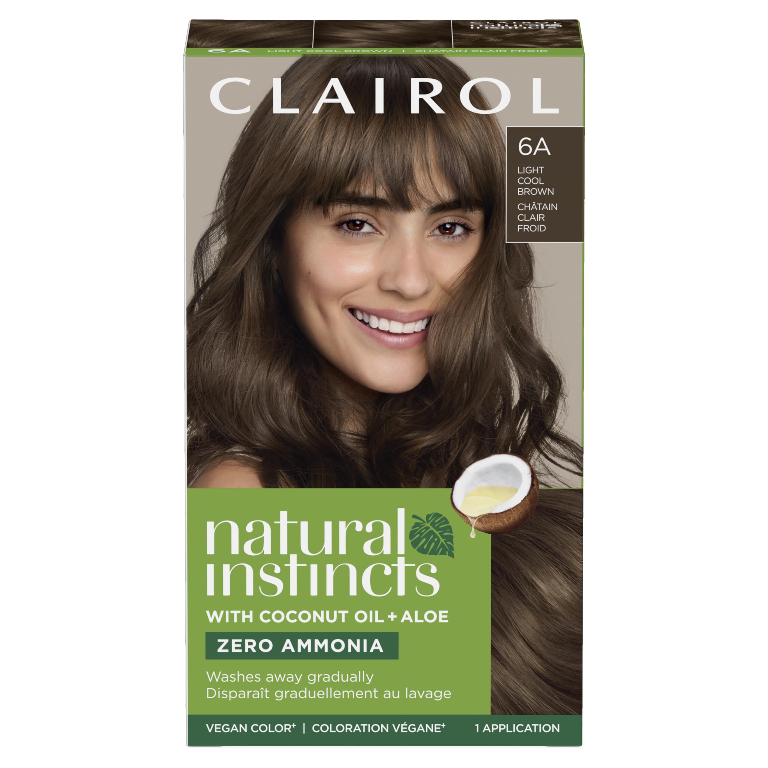 Clairol Natural Instincts Demi-Permanent Hair Dye, 6A Light Cool Brown, 5.85 Fl Oz, Pack of 1