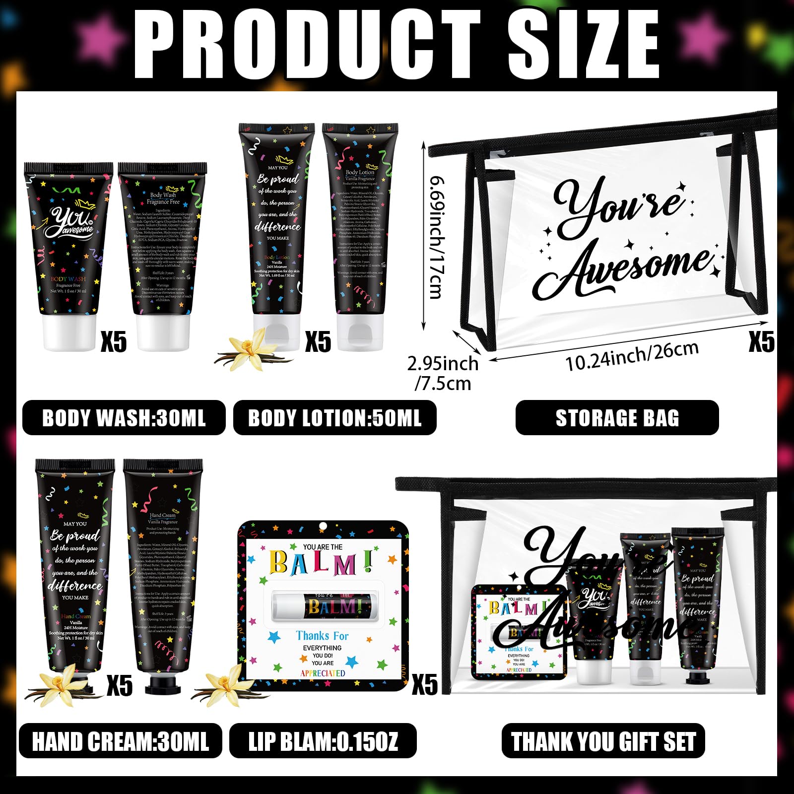 Dimsile 50 Pieces Christmas Employee Appreciation Gifts Bulk Lip Balm Hand Body Lotions Teacher Staff Team Thank You Gifts Chris