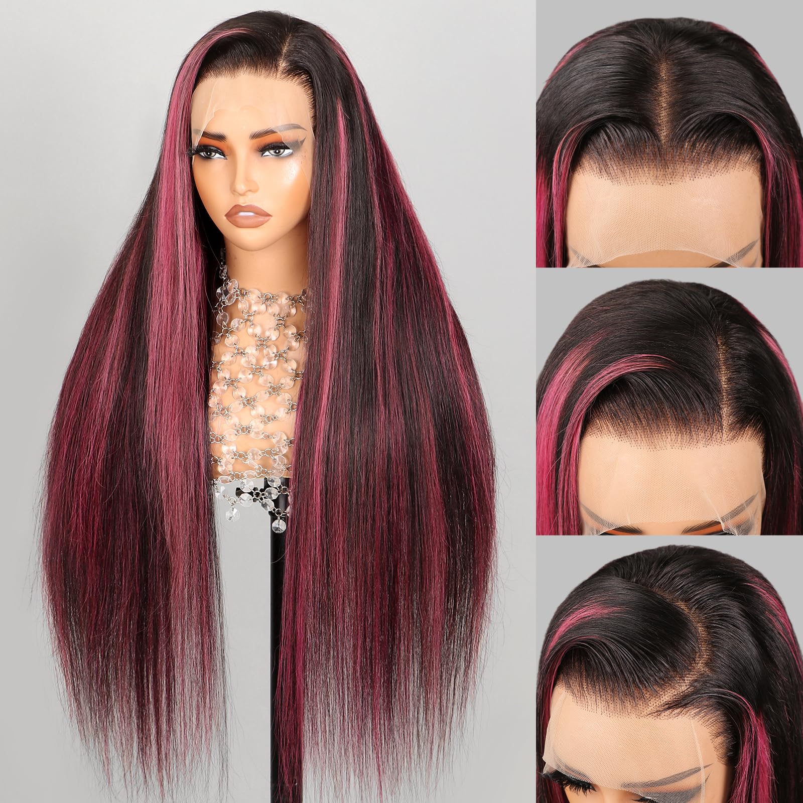 Megalady Beauty Arabella Highlight Lace Front Wig Human Hair 13X4 Ombre Lace Front Wig Human Hair 210% Density Hd Lace Frontal W