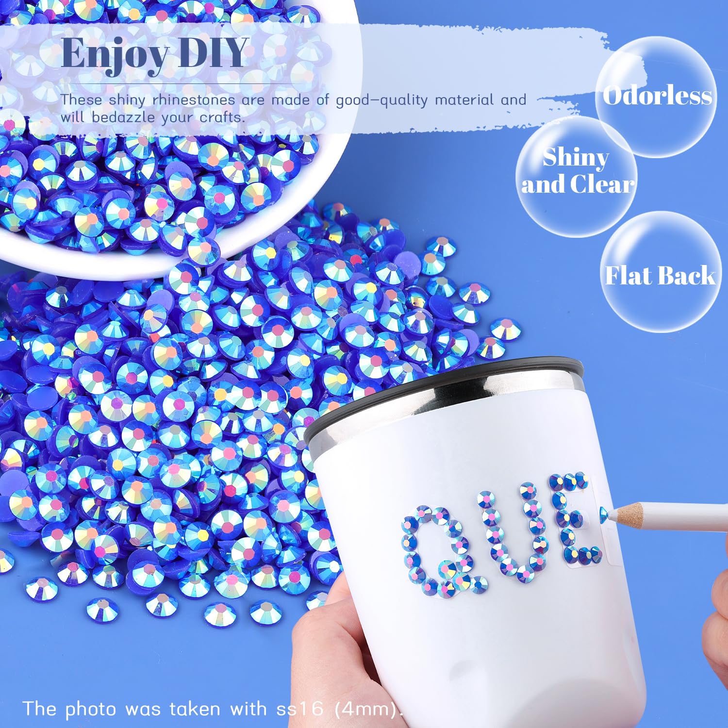 5000Pcs 3Mm Resin Jelly Rhinestones In Bulk (Dark Blue Ab), Bedazzling Flatback Crystals Rhinestones For Crafting Diy Nail Decor