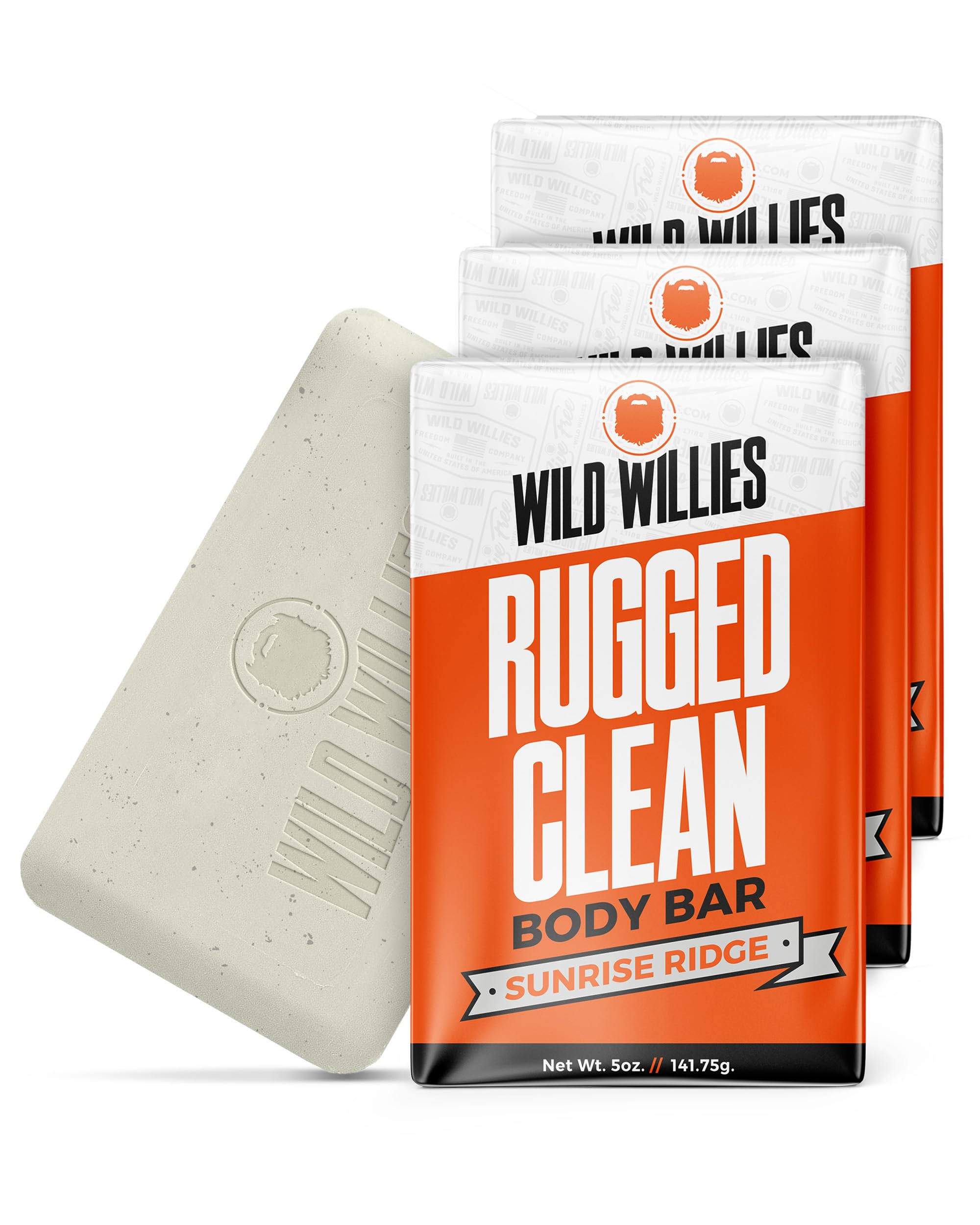Wild Willies Moisturizing Mens Bar Soap - Bath Soaps With Shea Butter For Odor Protection - Natural Body Bar For Men - Sunrise R