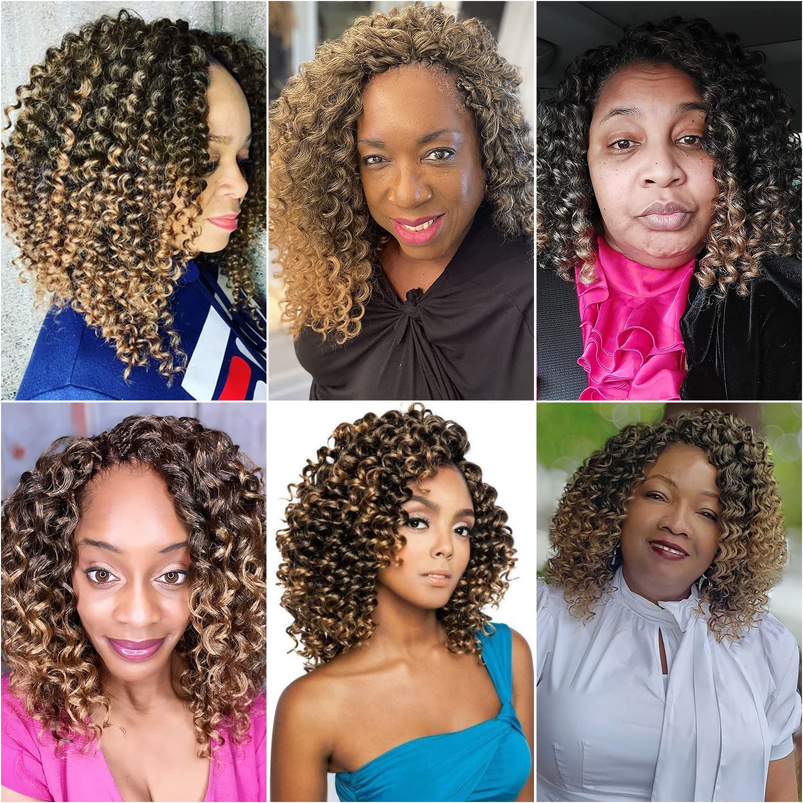 Short Gogo Curl Crochet Hair Deep Wave Crochet Hair,Ombre Bohemian Crochet Hair Natural Blonde Synthetic Ocean Wave Braiding Hai