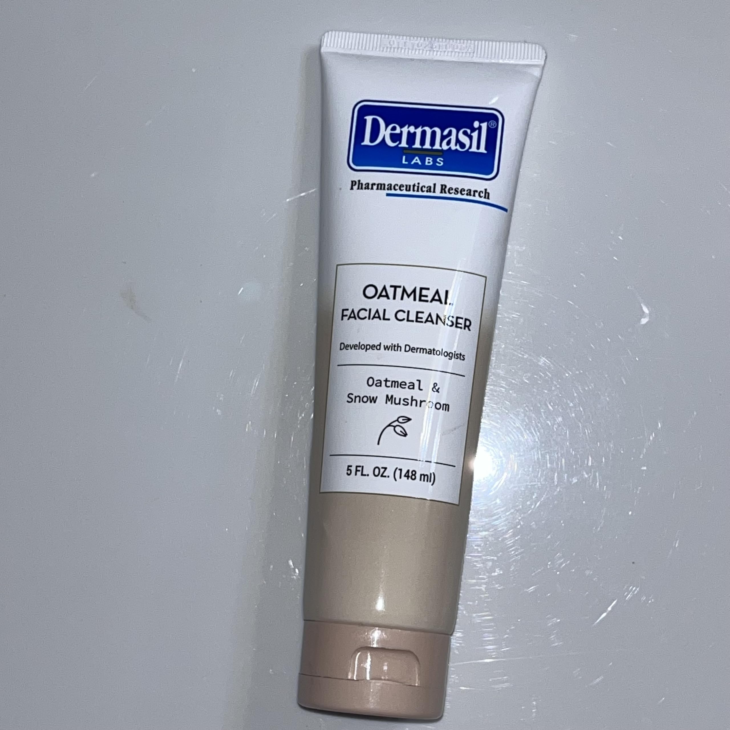 Dermasil Labs Oatmeal Facial Cleanser with Snow Mushroom, Paraben Free, Fragrance Free, 5 Fl Oz