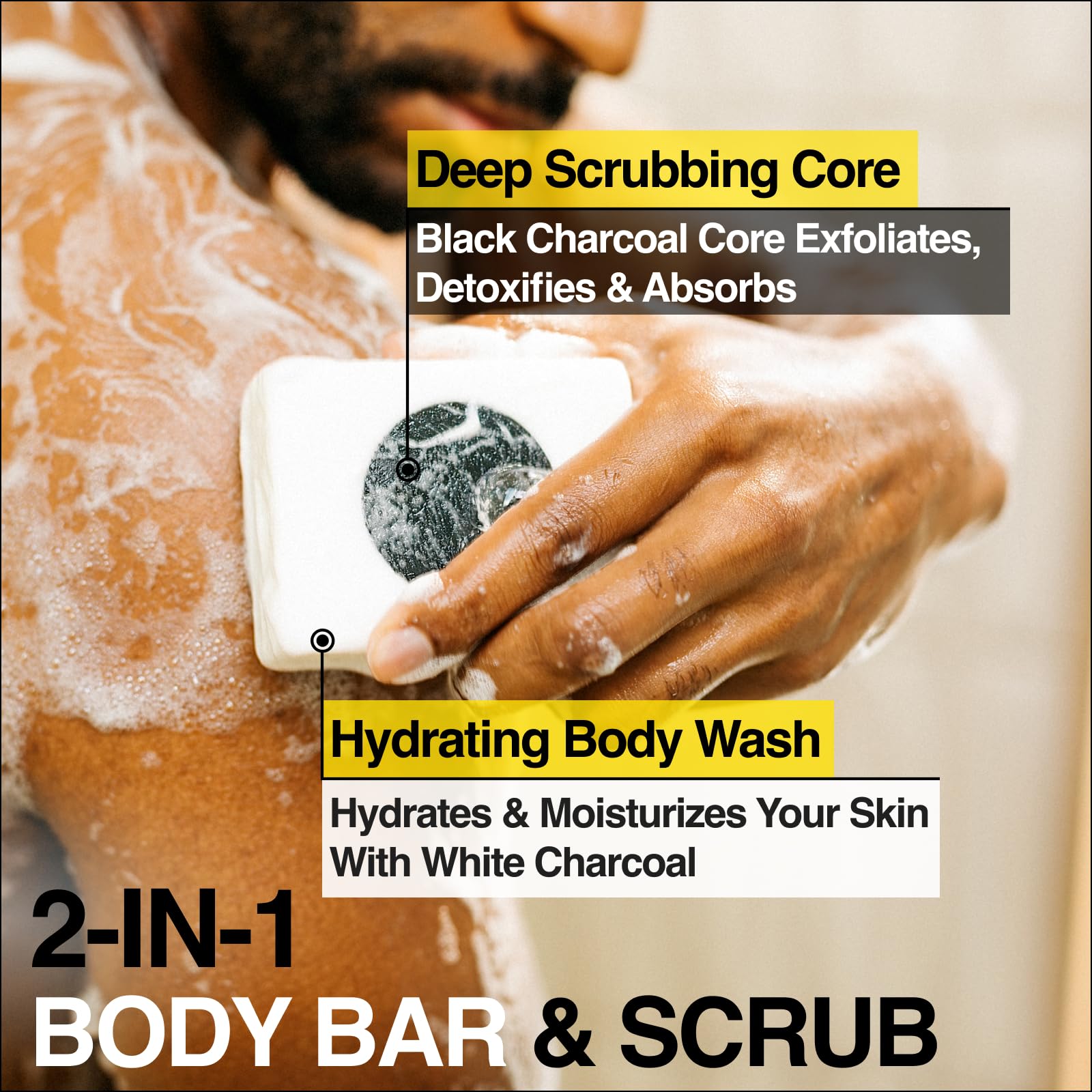 Lumin Men's Charcoal Body Soap - Premium Quality Bar Soap for Men - Natural, Nourishing and Cleansing - Best Soap for Men with A