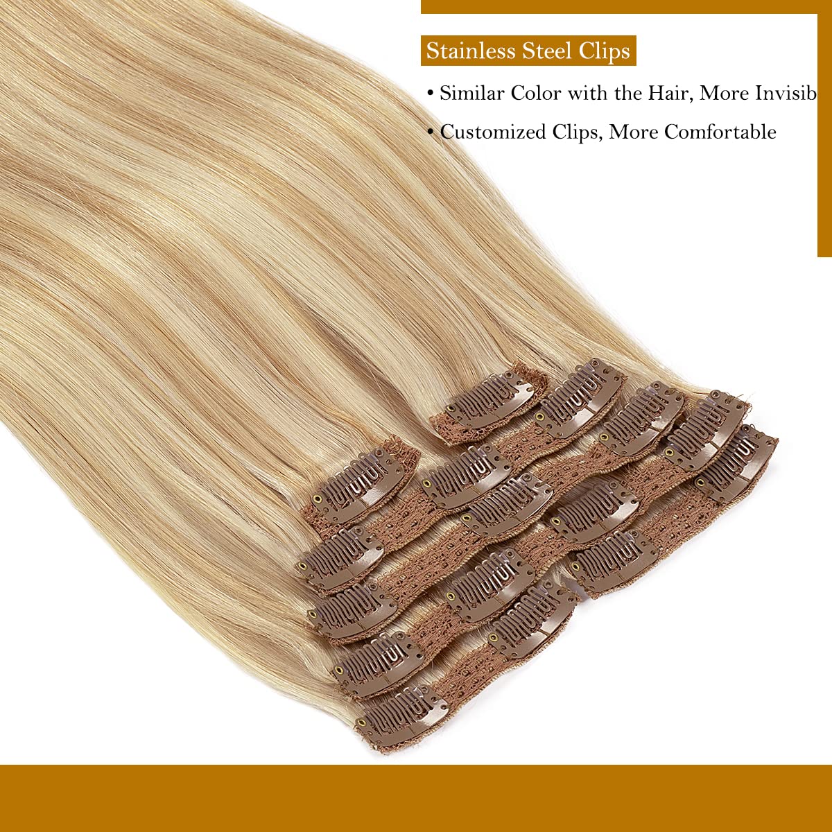 Loxxy 16Inch Clip In Hair Extensions Brown Real Human Hair Clip Ins Extensions Light Dark Brown Double Weft Straight Real Hair E
