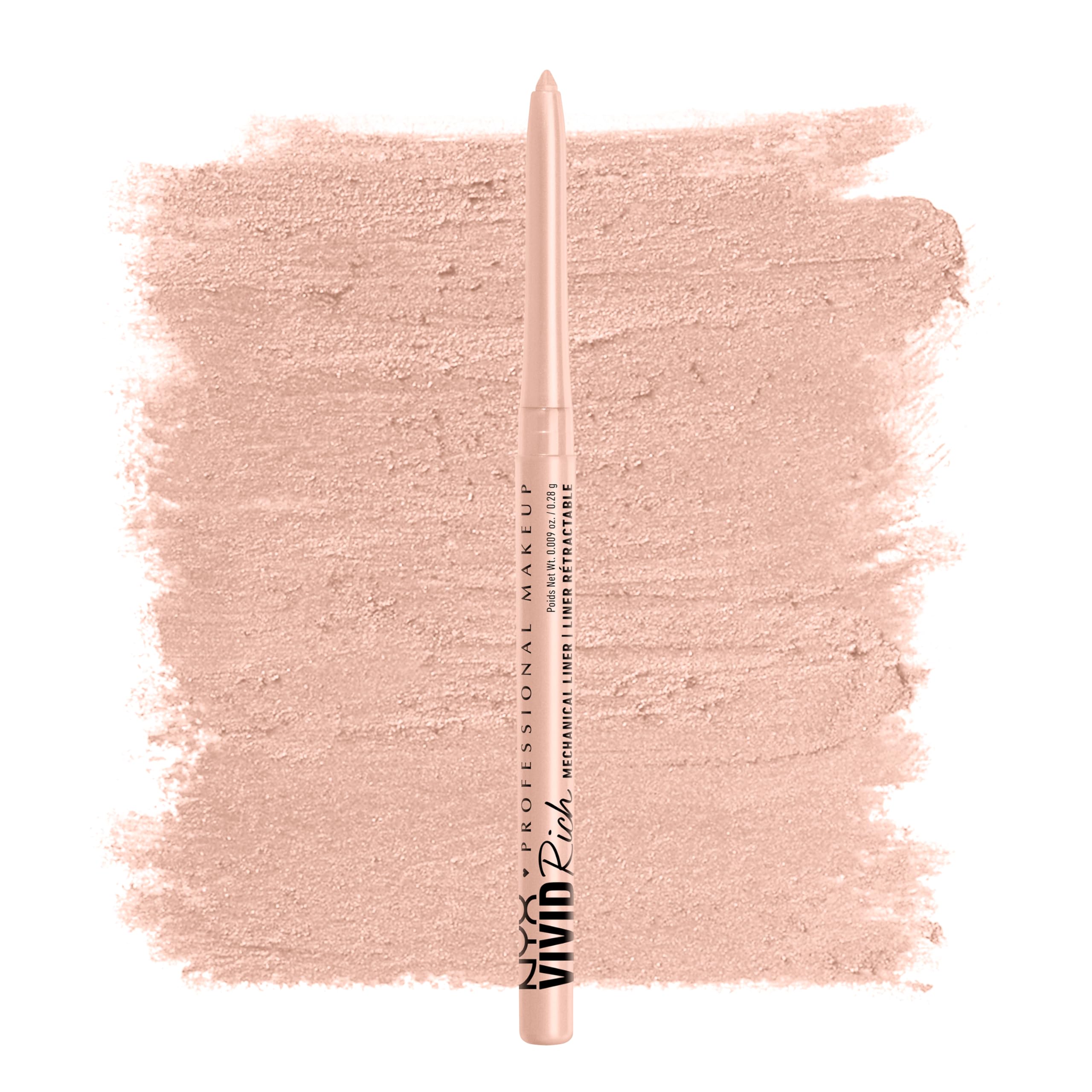 NYX PROFESSIONAL MAKEUP Mechanical Eye Pencil, Vivid Rich Mechanical, Creamy Retractable Eyeliner  Quartz Queen, White Eyeliner