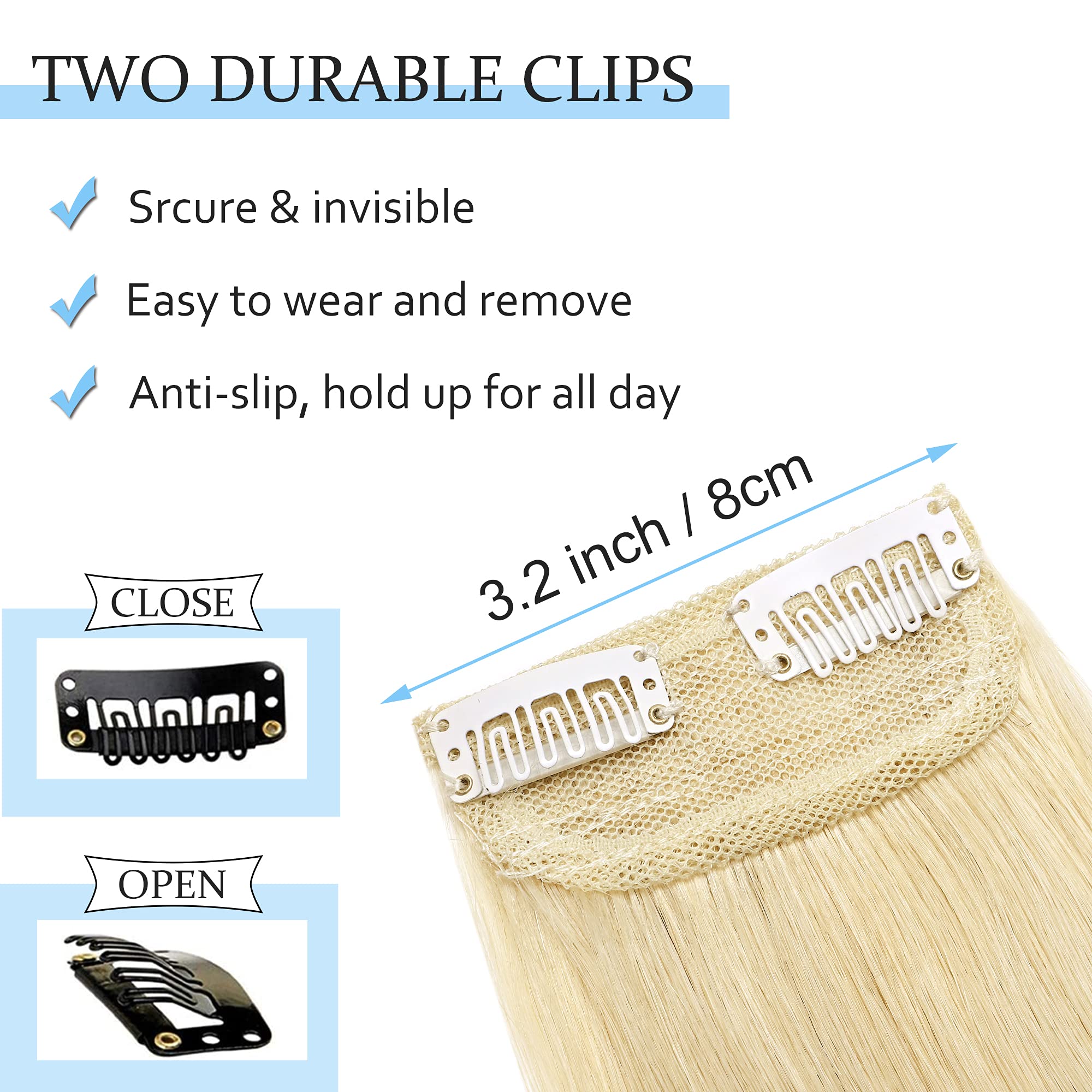 Sego 2 Pcs Short Hair Extensions Clip In Human Hair 8 Inch 24G Hairpiece Human Hair Toppers For Women With Thinning Hair Adding