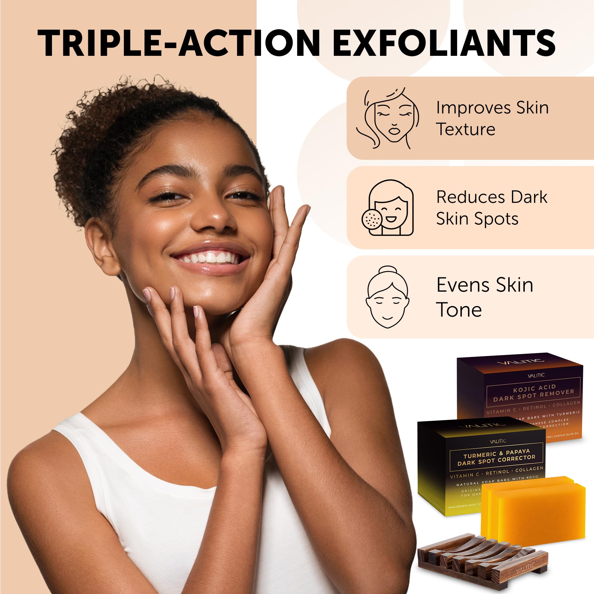 Valitic Papaya And Turmeric Kojic Acid Soap Bar - Dark Spot Corrector Skin Care Cleansing Bar - Infused With Vitamin C, Hyaluron