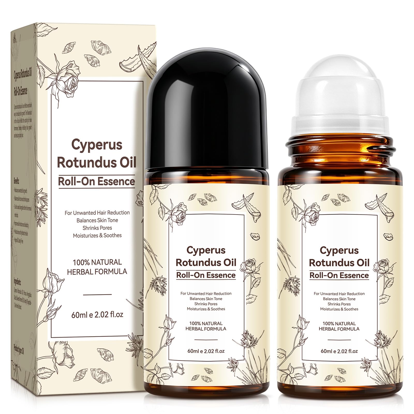 Cyperus Rotundus Oil,Cypress Rotundus Oil RollOn for Hair Removal,Natural Inhibitor to Reduce Unwanted Hair Growth, Soothes Ski