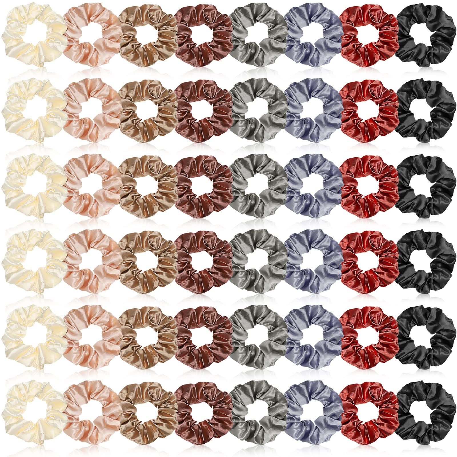 Gengxin 80 Pieces Silk Hair Scrunchies Satin Ties Elastic Bands Large Satin Ponytail Silk Holders Vintage Hair Ties Accessories 