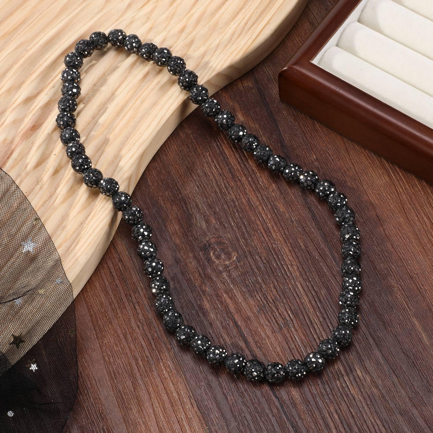 EXPHAIN Baseball Necklace For Men Women Baseballer Inspired Beaded Necklaces For Baseball Unisex Rhinestone Discoball Necklaces