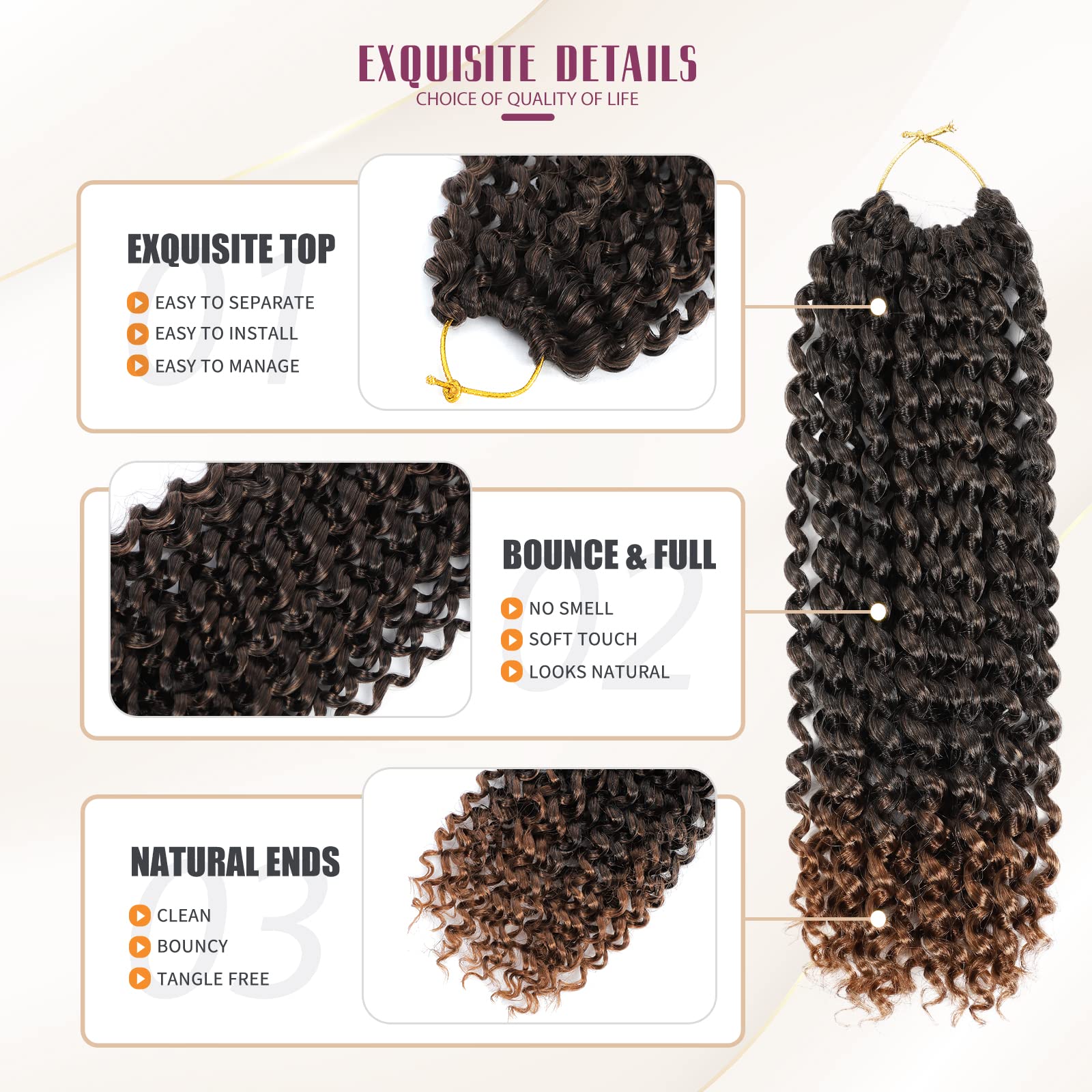 Dansama 7 Packs Passion Twist Hair Water Wave Braiding Hair For Butterfly Style Crochet Braids Bohemian Hair Extensions (12Inch