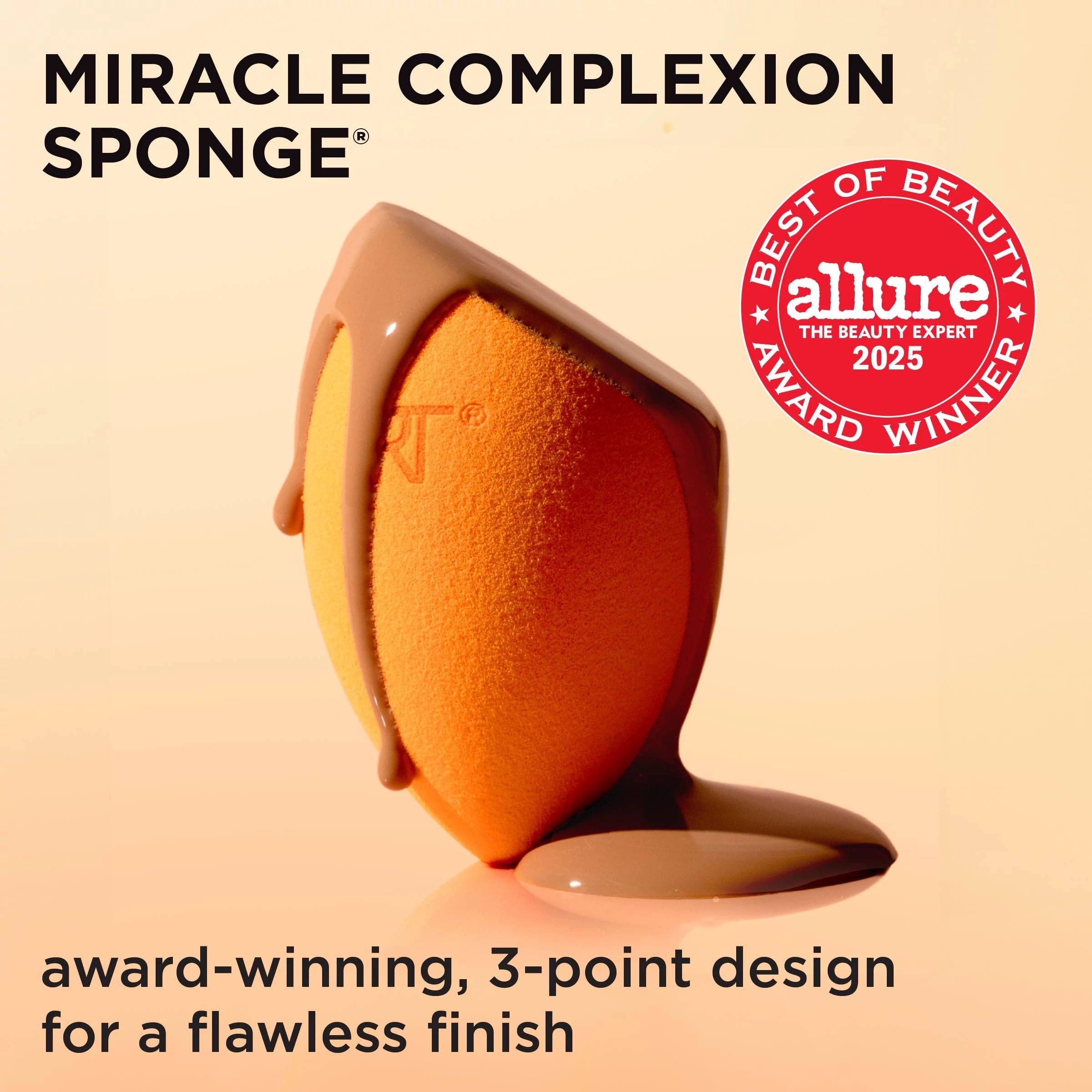Real Techniques Miracle complexion Sponge, Makeup Blending Sponge, For Foundation, Offers Light To Medium coverage, Natural, Dew