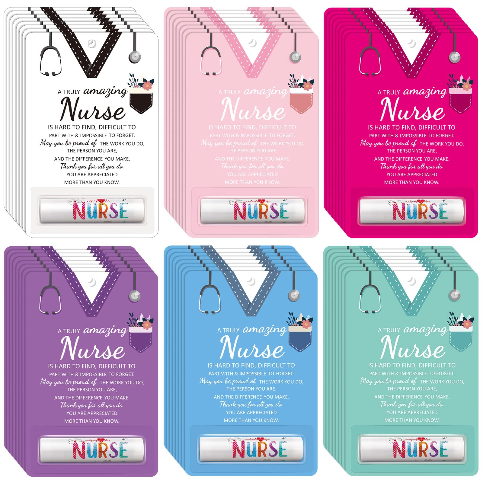 Dansib 48 Pack Nurse Week Appreciation Gifts Bulk Lip Balms Inspirational Thank You Nursing Gifts for Hospital Staff Employees N