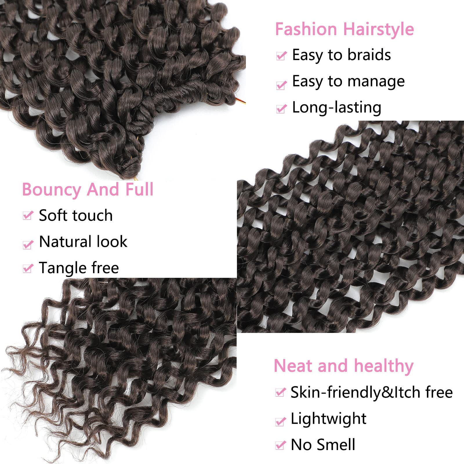 Passion Twist Hair Dark Brown 24 Inch 8 Packs Water Wave Crochet Hair For Women Passion Twists Braiding Hair Long Bohemian Croch