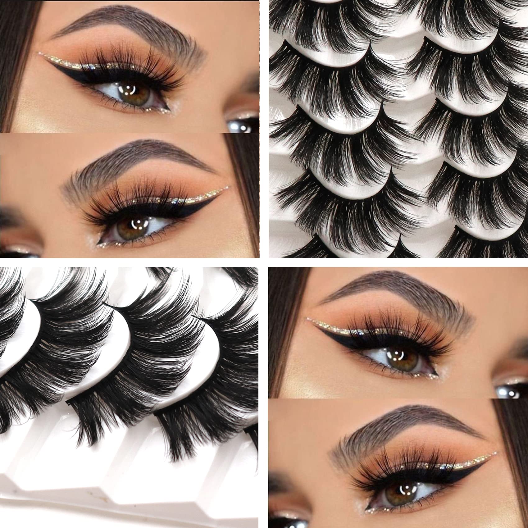 Fyonas False Eyelashes Pack 6D Super Fluffy Faux Mink Lashes Long Dramatic 20Mm Comfortable Luxury Volume Eye Lashes 7 Pairs Pac