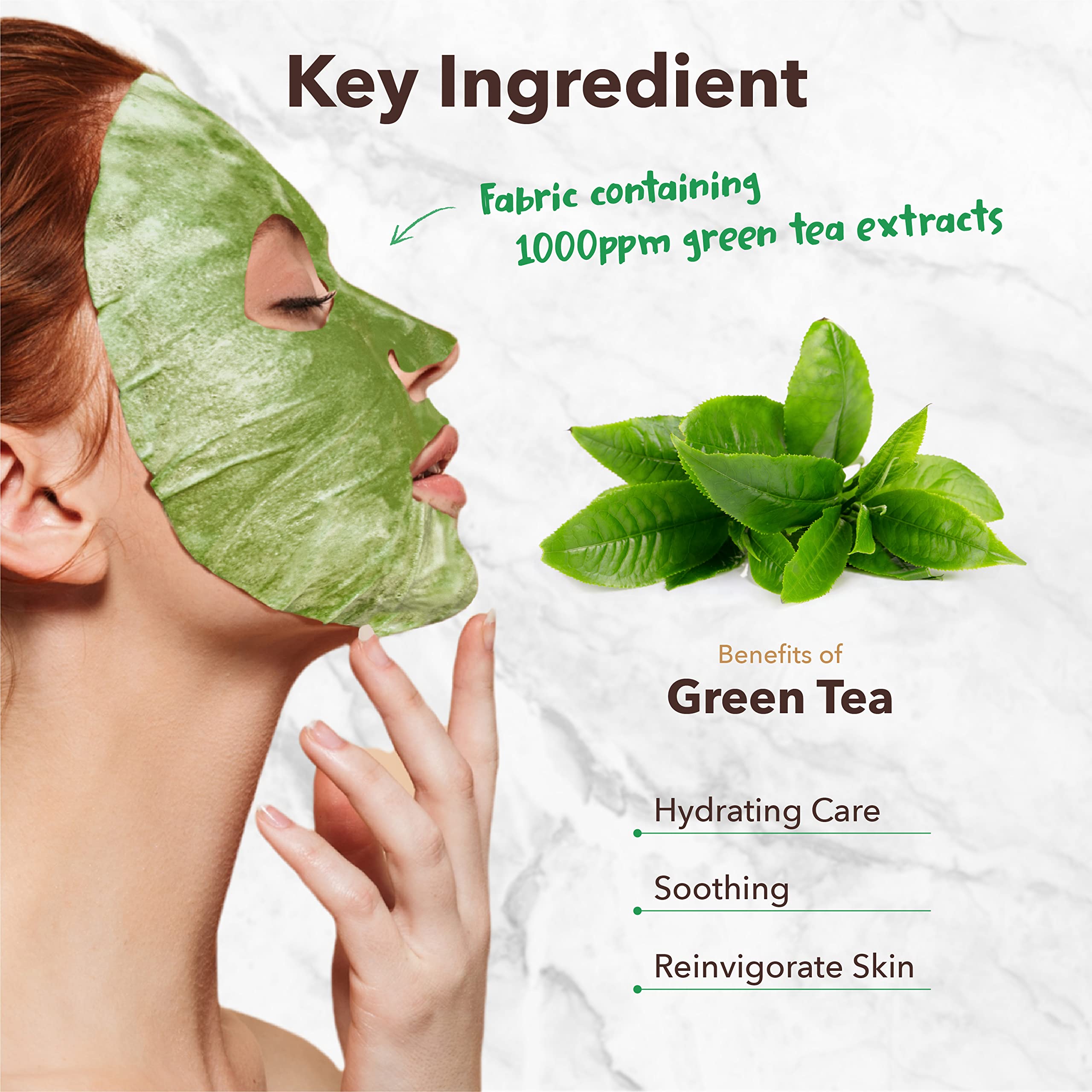 Purederm Green Tea 5 Pack Facial Mask - Deep Cleansing, Moisturizing, Soothing, And Hydrating For All Skin Types