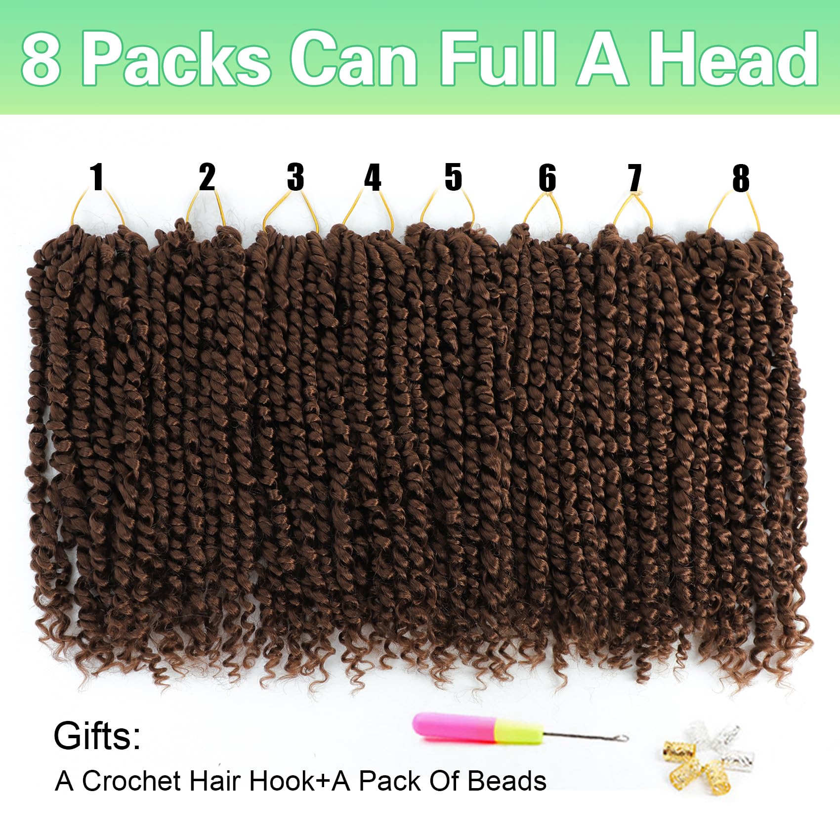 Passion Twist Crochet Hair 10Inch Passion Twist Hair 8 Packs Soft Pre-Twisted Passion Twist Curly Crochet Hair For Black Women 3