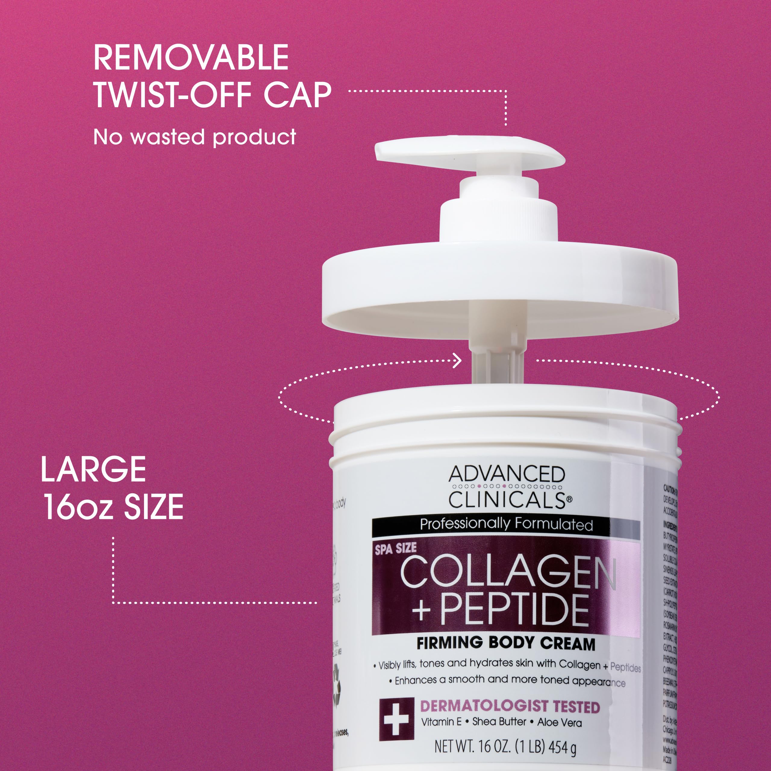 Advanced Clinicals Collagen Peptides Body Lotion + Hyaluronic Acid Moisturizer 2PC Skincare Set For Women & Men | Dry Skin Moist