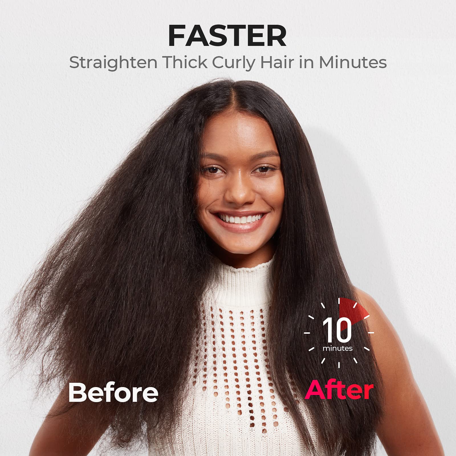 2023 Upgraded Hair Straightener Brush  Tymo Ionic Plus Straightening Brush With Dense Bristles, 16 Temps, Dual Voltage  Heat Bru