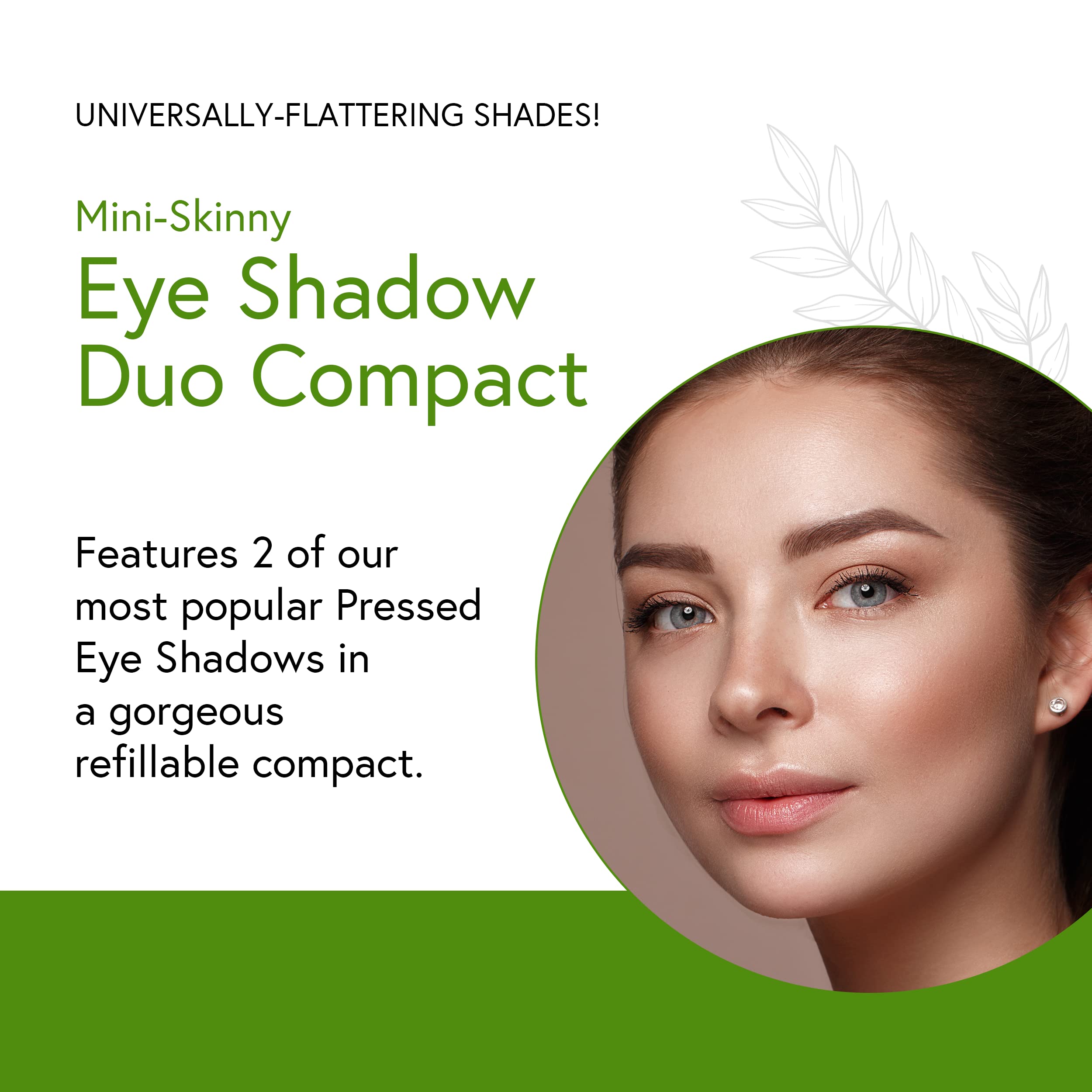 Honeybee Gardens Mini Skinny Duo Eye Shadow Compact In Canterbury And Porcelain, Longlasting, Refillable & Customizable, Vegan,