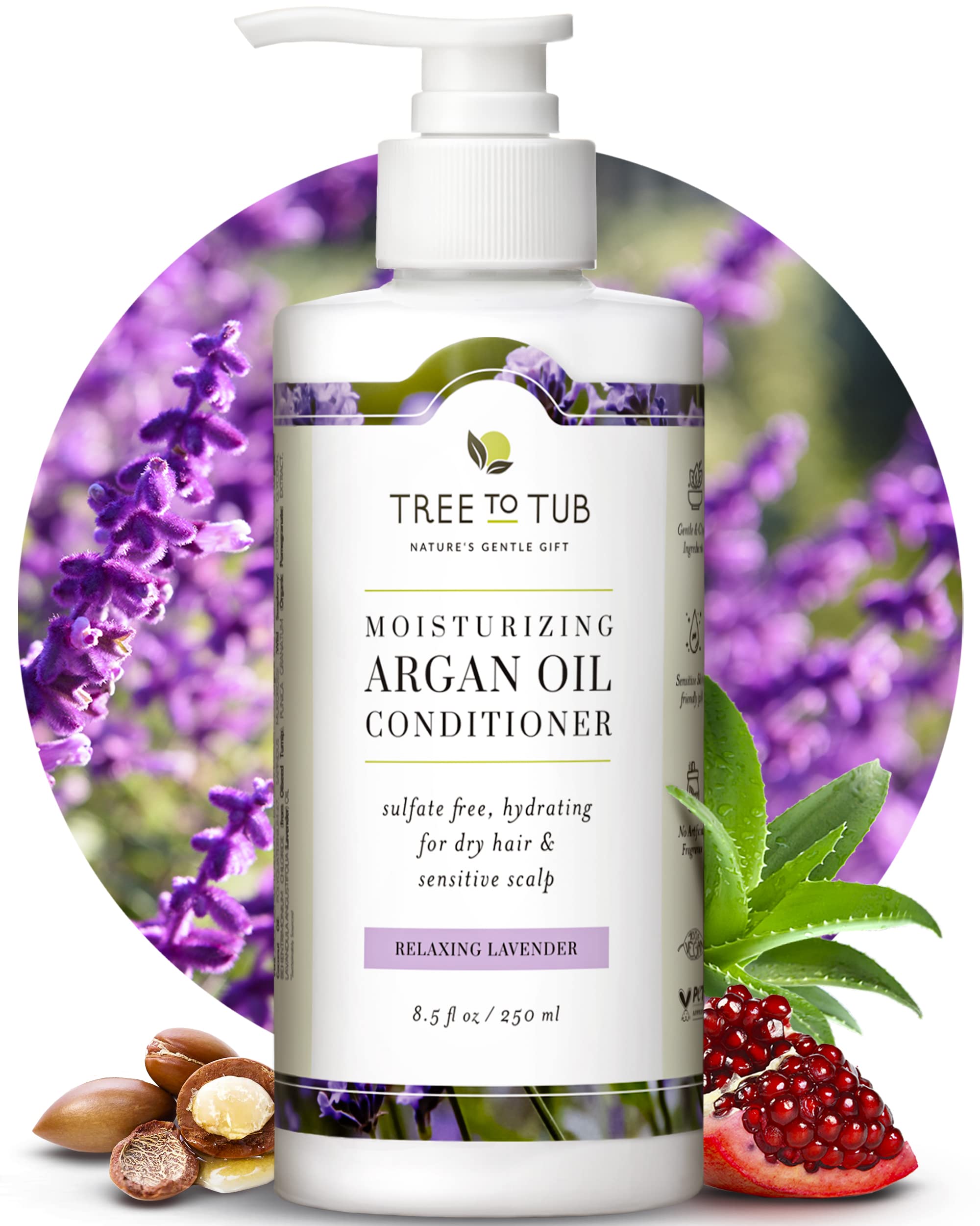 Tree to Tub Moisturizing Conditioner for Dry Hair & Dry Scalp - Hydrating Sulfate Free Argan Oil Conditioner & Vegan Hair Moistu