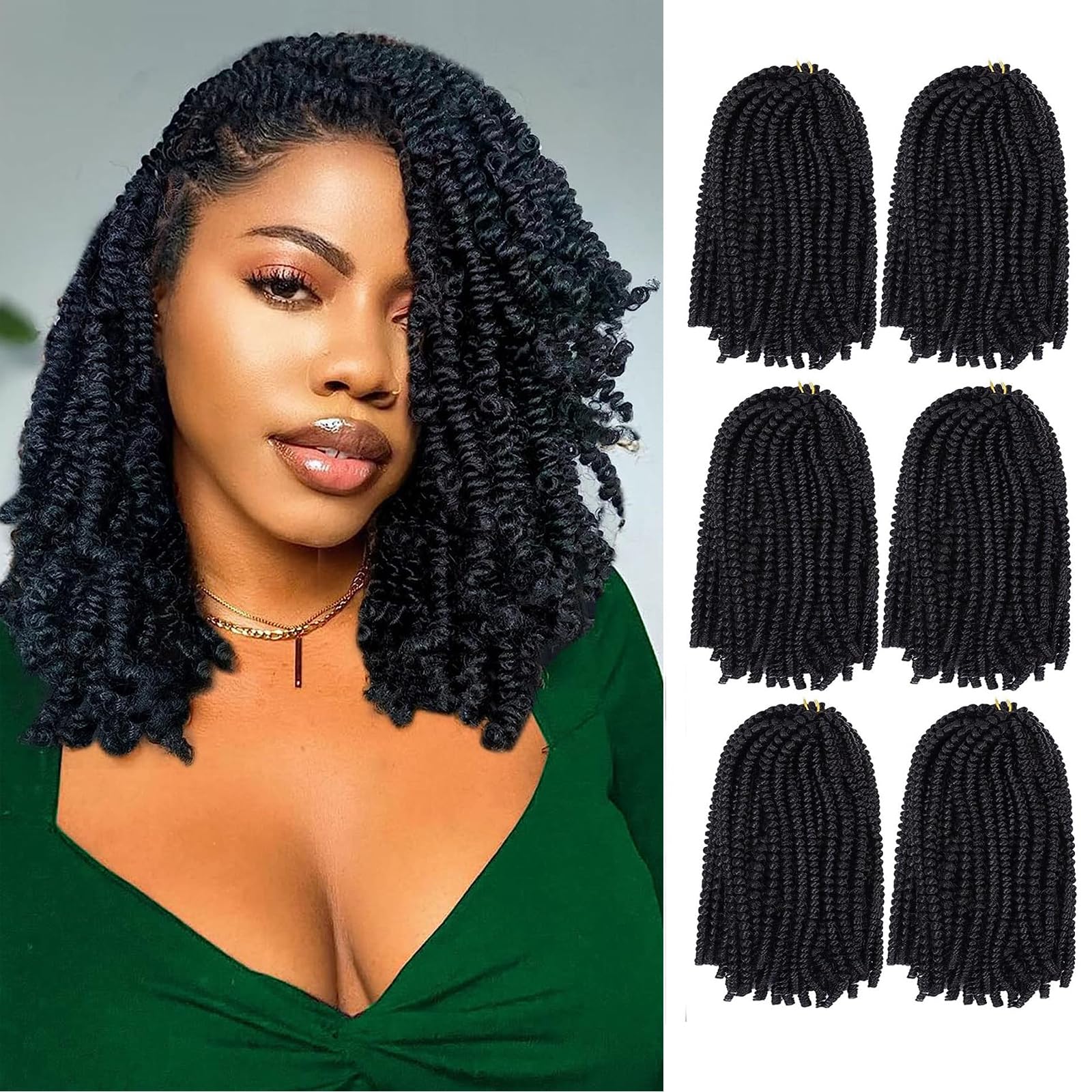 Spring Twist Hair 10 Inch Spring Twist Crochet Hair 6 Packs Spring Twist Braiding Hair For Butterfly Locs Soft Locs Low Temperat