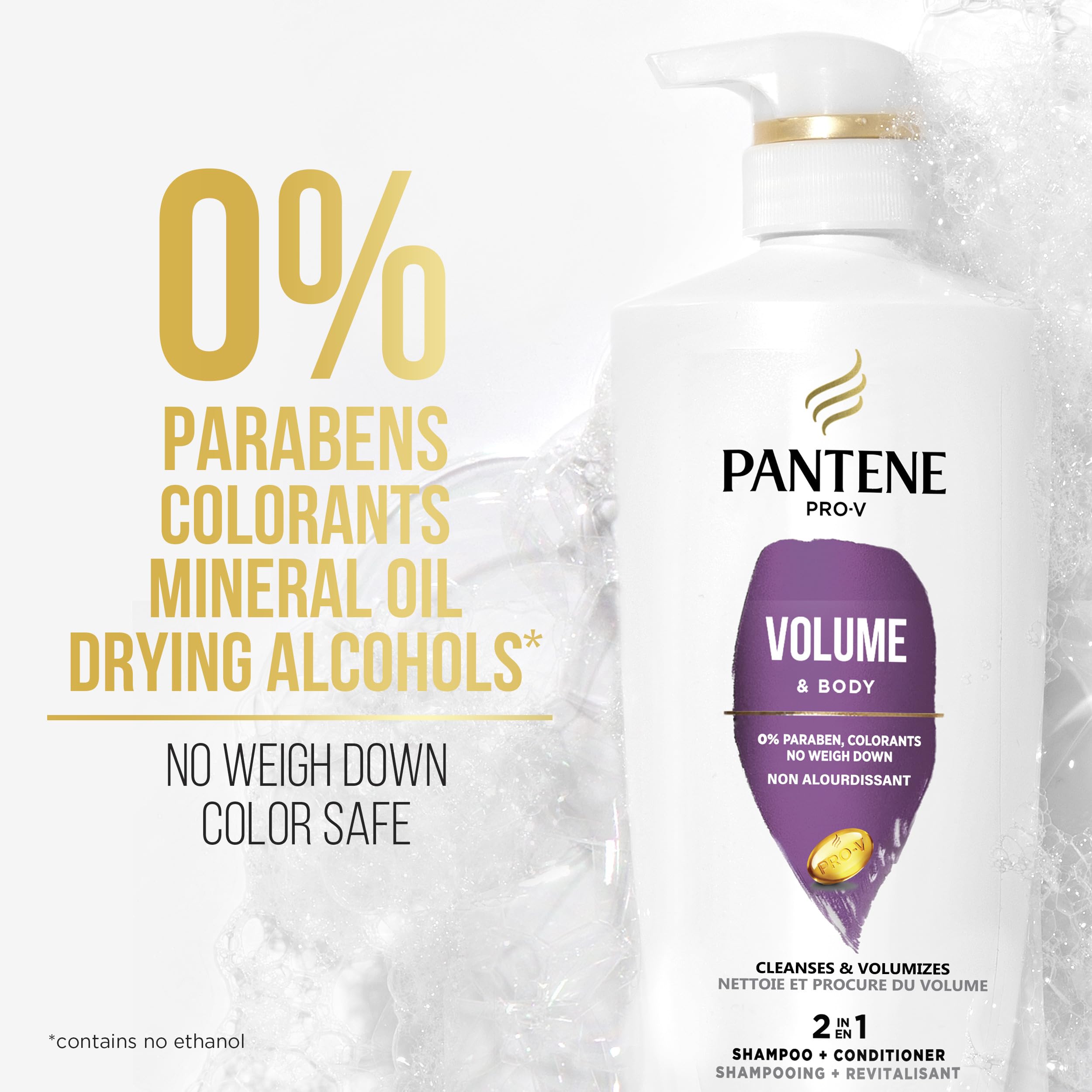Pantene Pro-V Volume & Body 2 In 1 Shampoo & Conditioner,17.9 Fl Oz Pump Bottle
