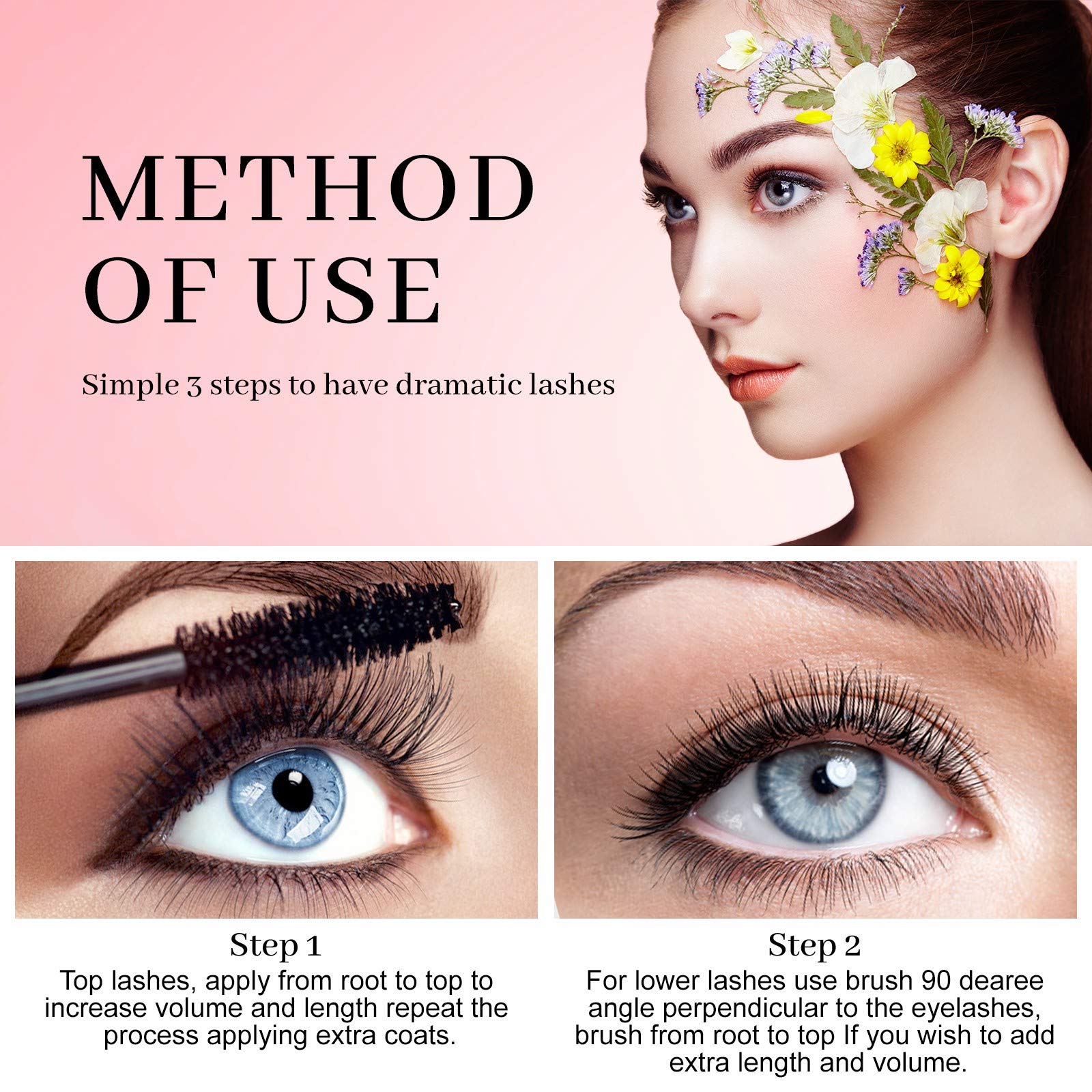 Black Thrive Mascara Waterproof, Tubing Mascara, Intense Length Luxury Beauty Big Eye, Volume & Definition, No Smudging, No Clum