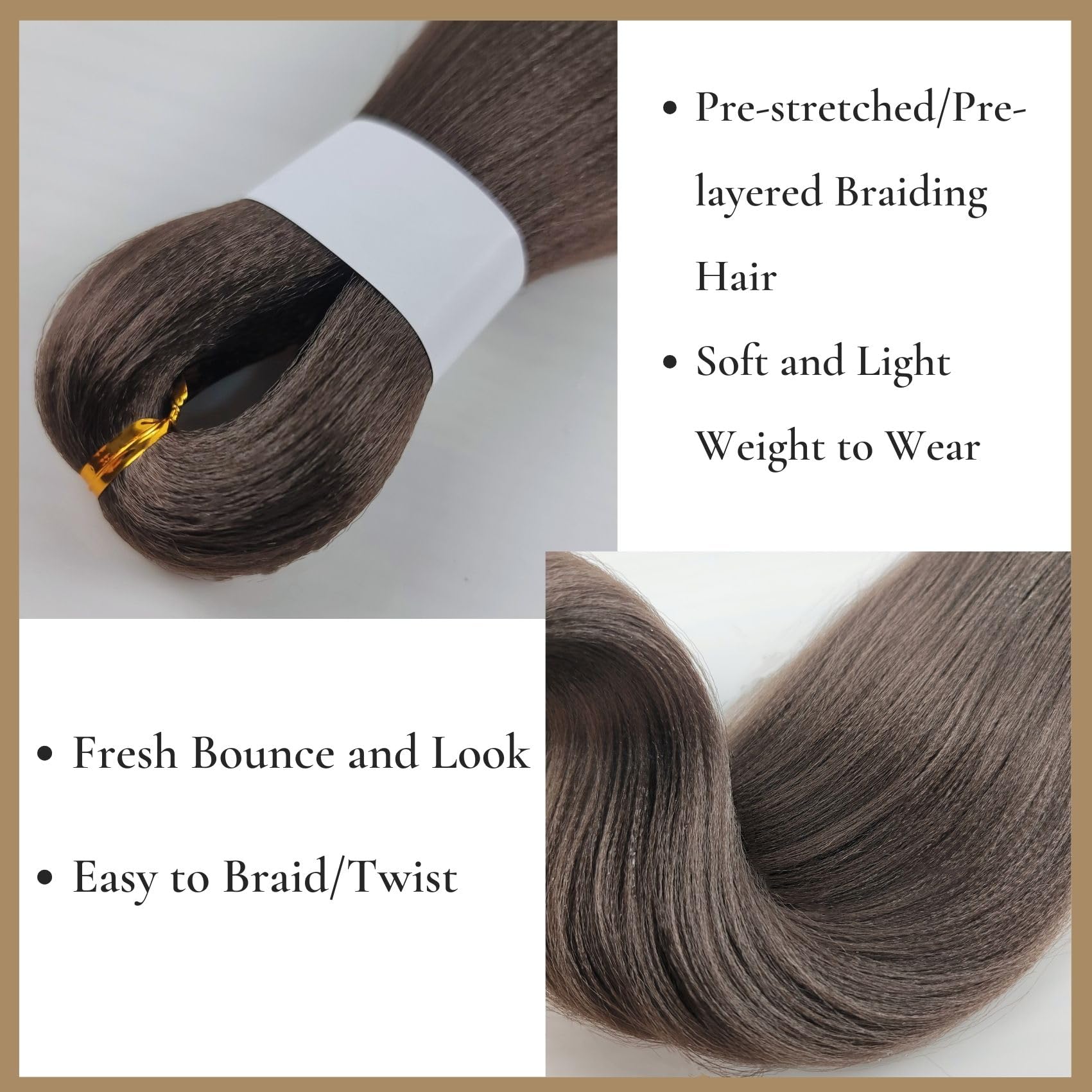 Dark Brown Boho Braiding Hair Synthetic 30 Inch Knotless 4# Braiding Hair Pre Stretched for Boho Braids
