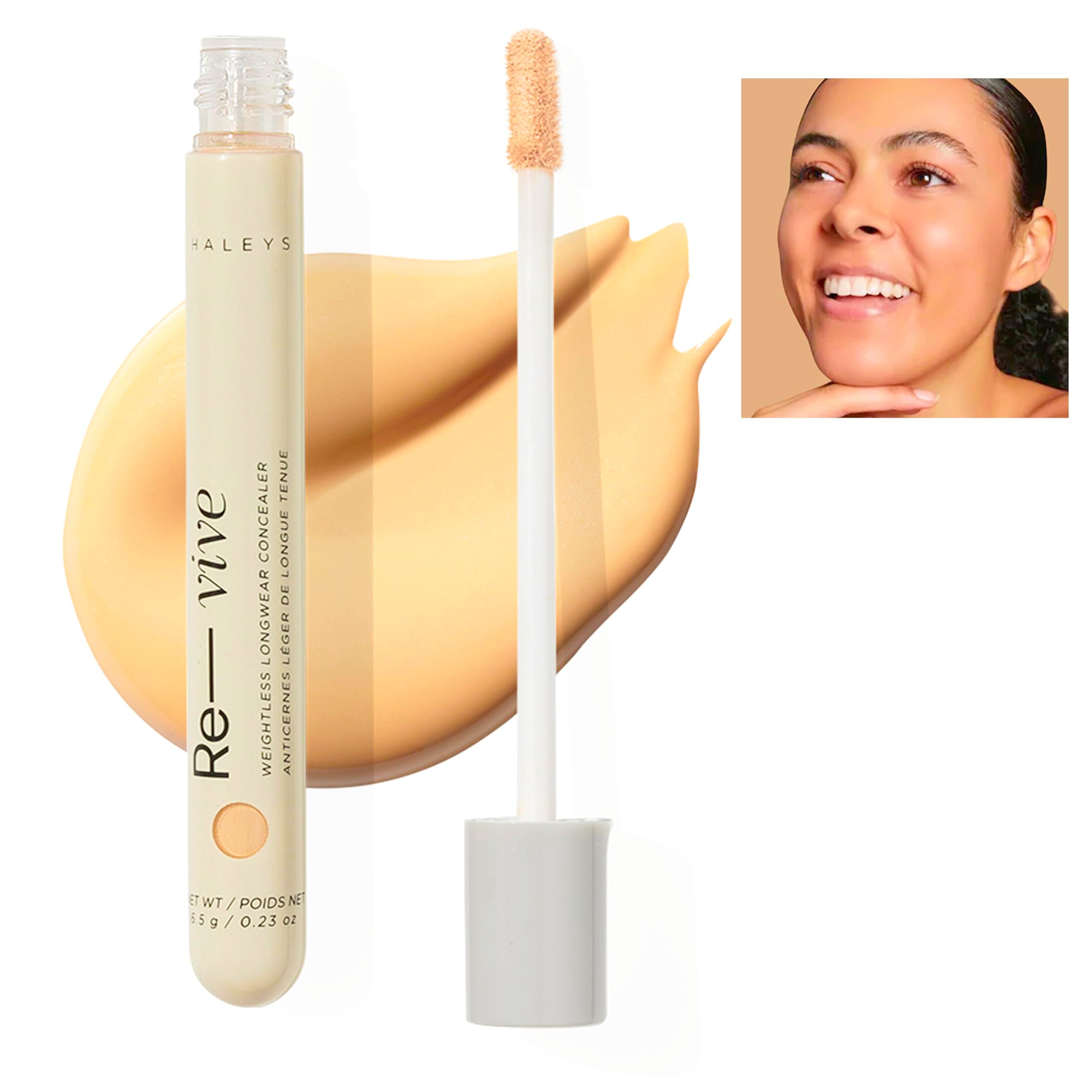 HALEYS Weightless Longwear Concealer (Medium - Warm), Re-vive, Medium to Full Coverage, Gripping Concealer, Fast-setting, All-Da