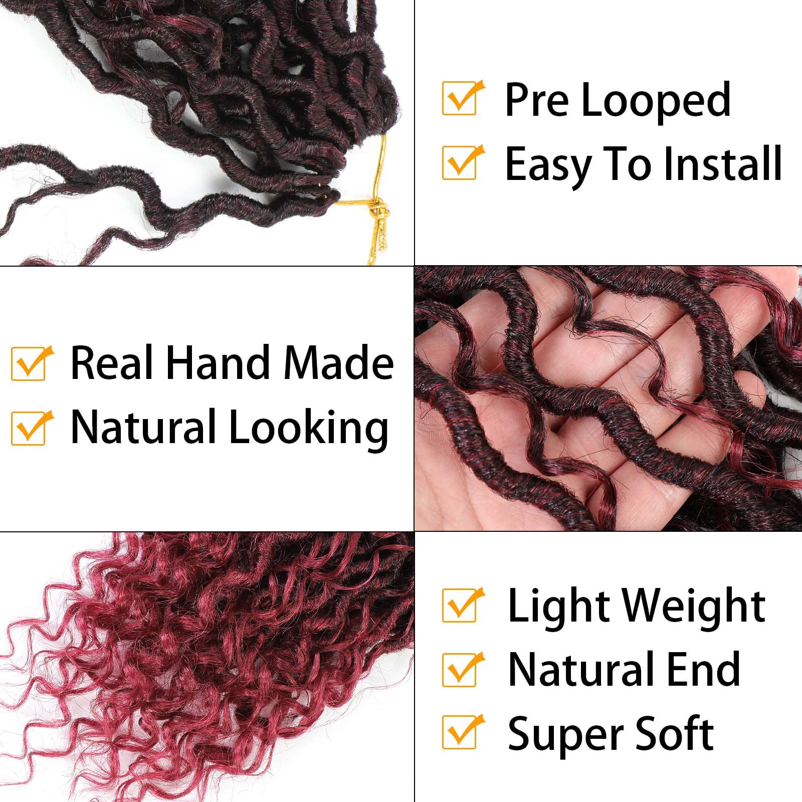 Col Bling 14 Inch 8 Packs Goddess Locs Crochet Hair Ombre Burgundy Faux Locs Crochet Hair For Women Pre Looped River Locs Croche