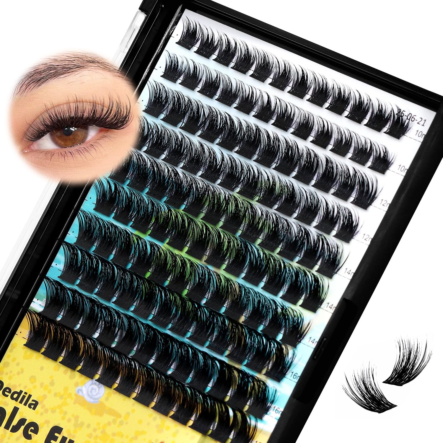 Dedila Large Pack Cluster Eyelash Extensions D Curl Wide Stem Mixed 10-12-14-16Mm /12-14-16Mm/14-16-18Mm Individual False Eyelas