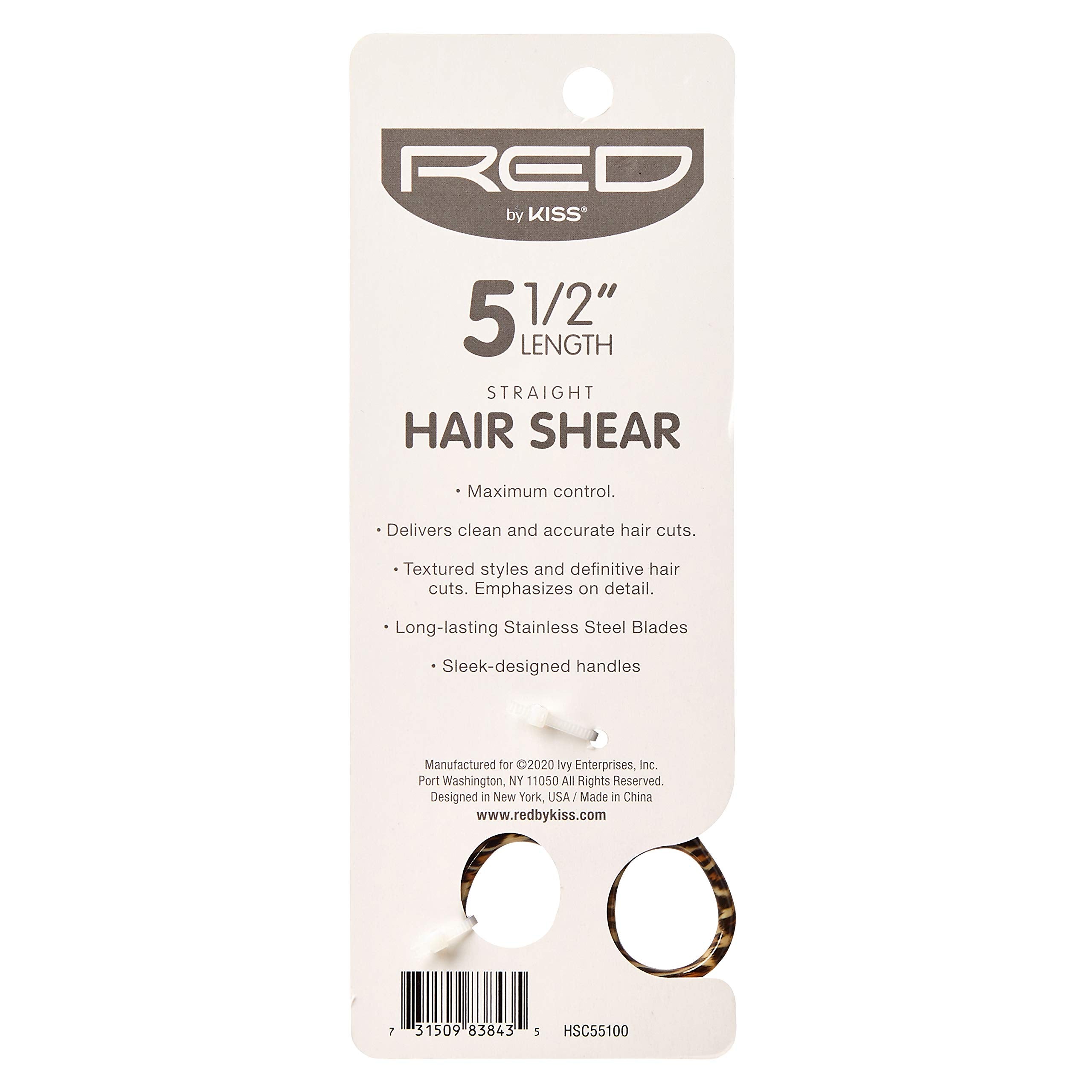 Red by Kiss Straight Hair Cut Shear, Ergonomic Design, Light Weight (Hair Shear, 5.5) No Extra Maintenance Needed