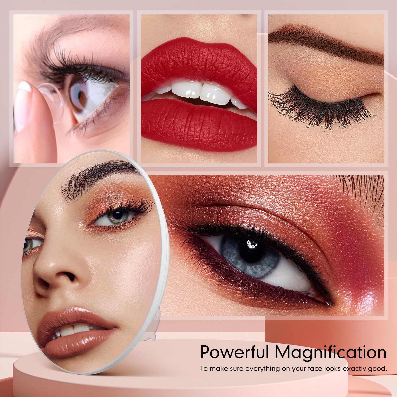 Suupvaor Magnifying Mirror 20X With Suction Cups, Large 6Inch Travel 20X Magnified Mirror Round Makeup Mirror With High Magnific