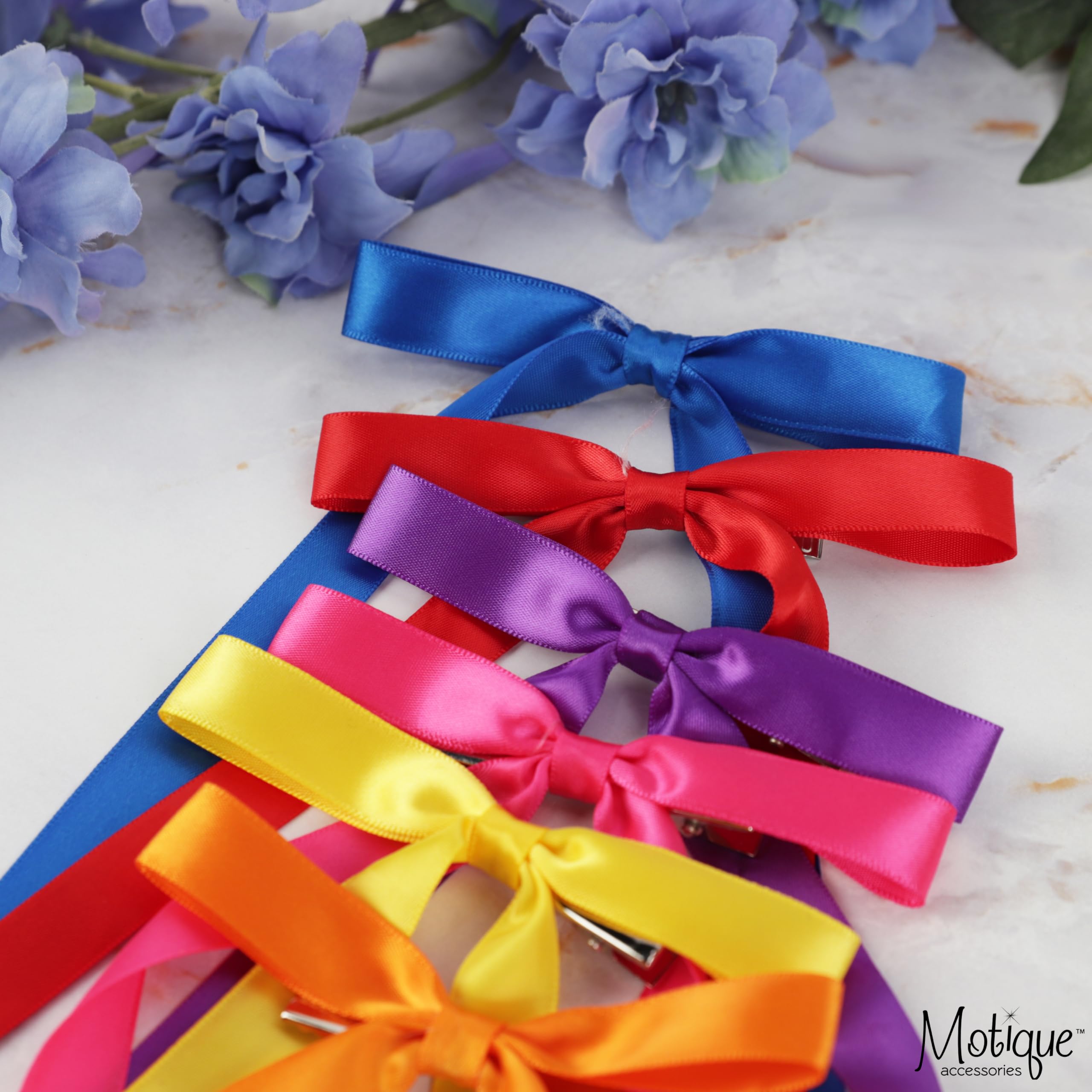 2PCS Silky Satin Hair Bows Hair Clip Ribbon Accessories Ponytail Holder Hair Bow for Women Girls Teens (Grey)