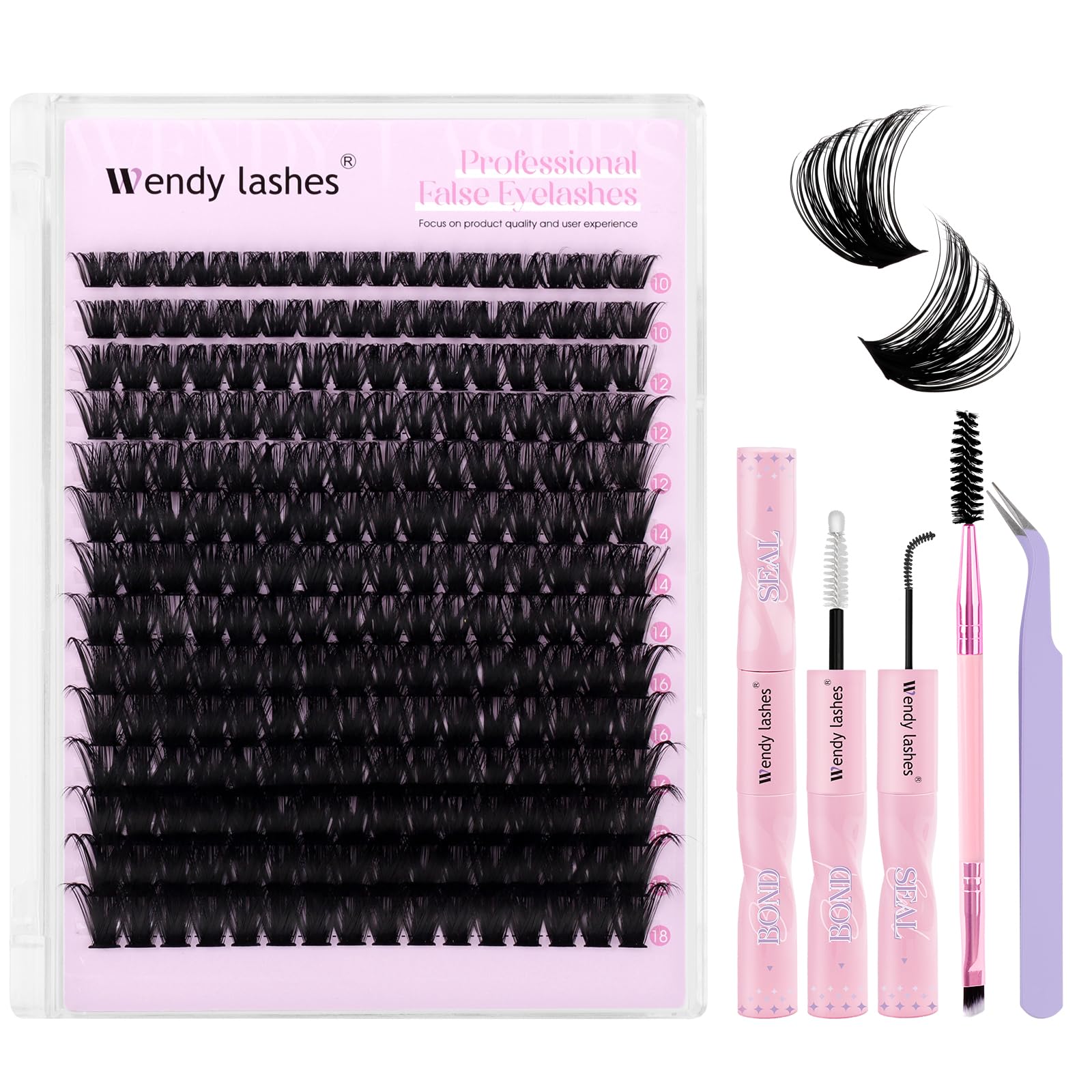 DIY Lash Extension Kit 100D Wispy Lashes 280PCS D Curl 10-18mm Individual Cluster Lashes Kit Includes Lash Bond and Seal,lash Tw